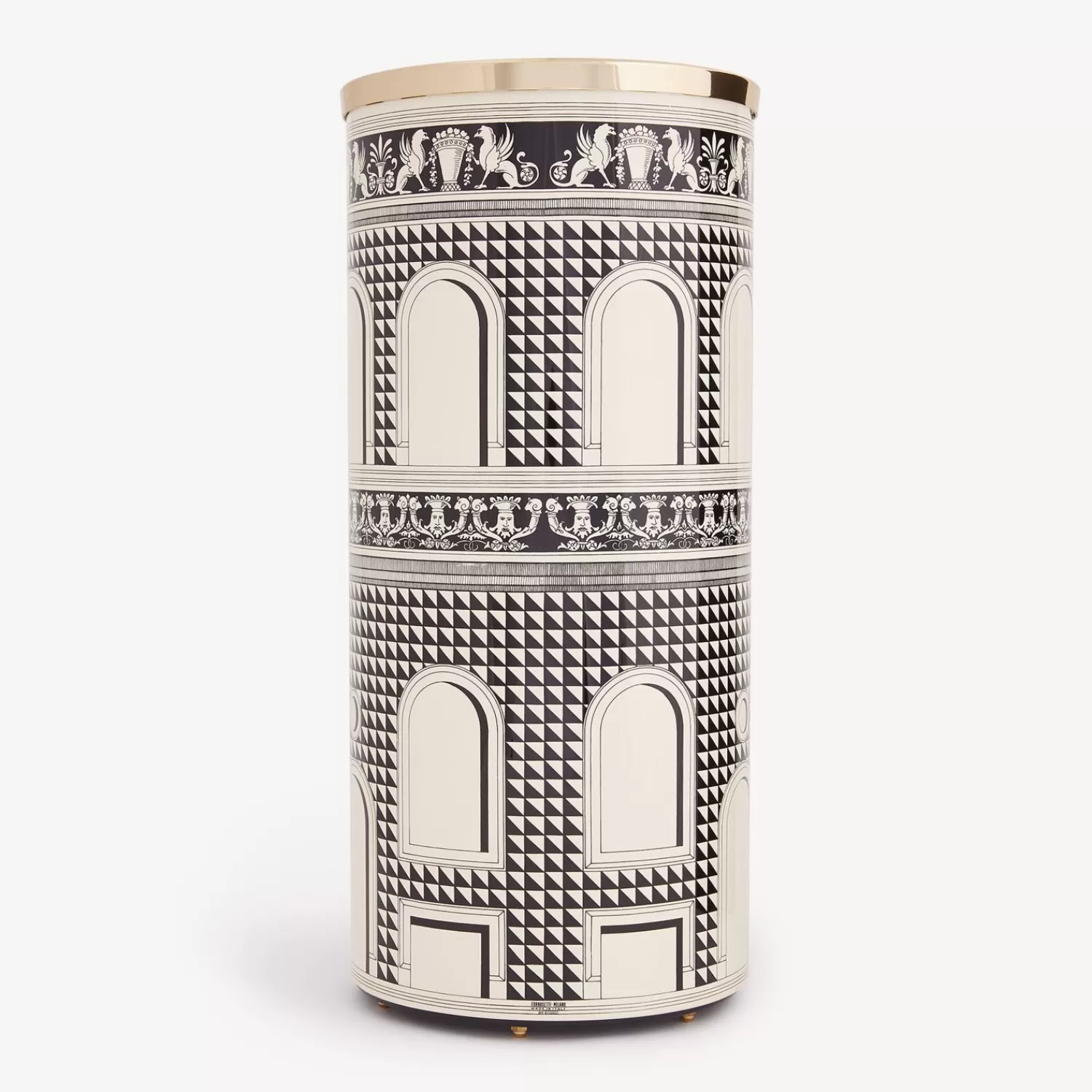 Umbrella Stands<Fornasetti Umbrella Stand Facciata Quattrocentesca Black/Ivory