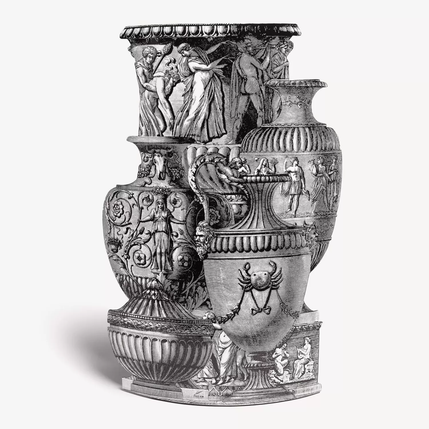 Umbrella Stands<Fornasetti Umbrella Stand Trompe L'Oeil Vasi Antichi White/Black