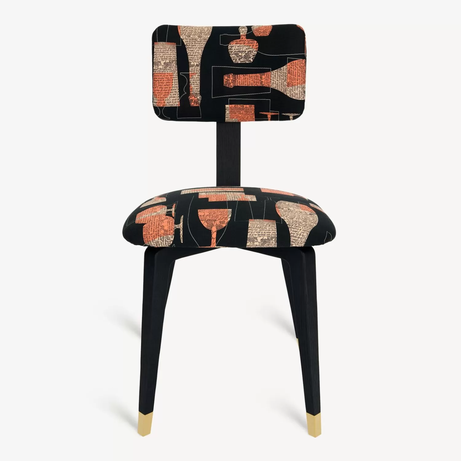 Chairs<Fornasetti Upholstered Chair Bottiglie Cocktail Black/White/Salmon
