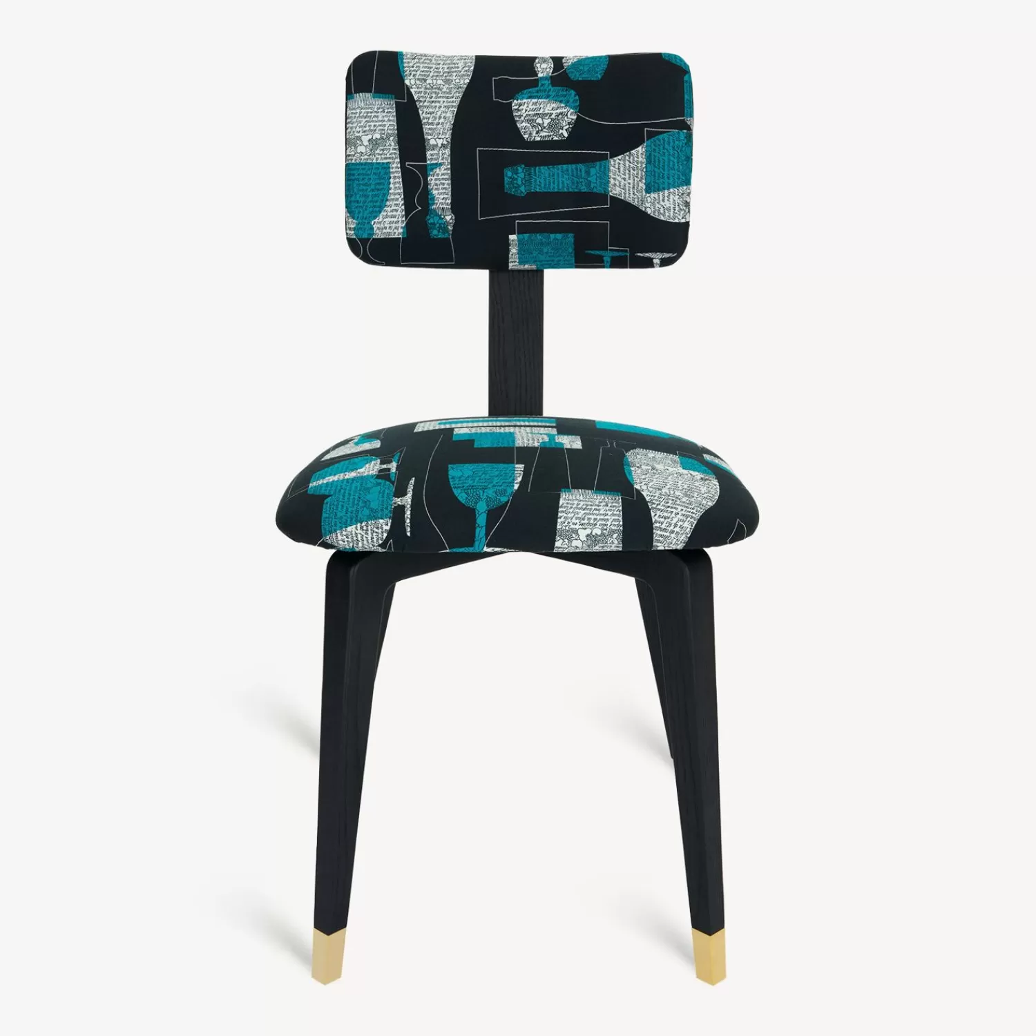Chairs<Fornasetti Upholstered Chair Bottiglie Cocktail Black/White/Light Blue