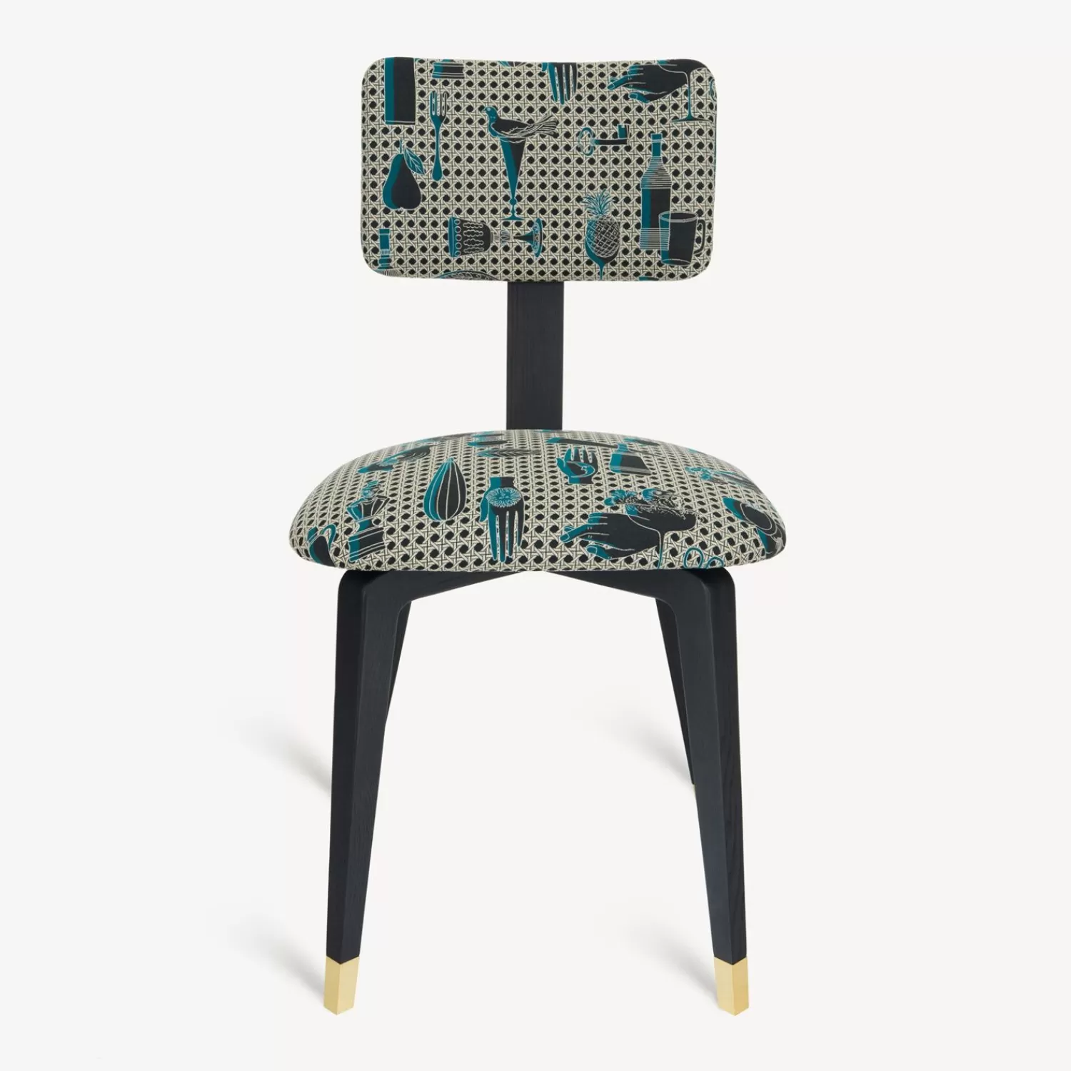 Chairs<Fornasetti Upholstered Chair Oggetti Su Cannete White/Black/Light Blue