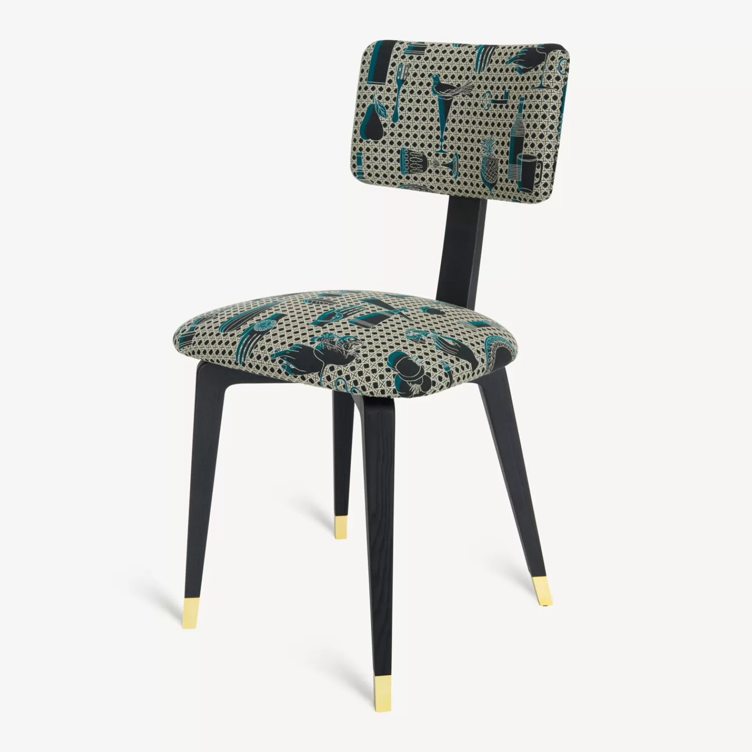 Chairs<Fornasetti Upholstered Chair Oggetti Su Cannete White/Black/Light Blue