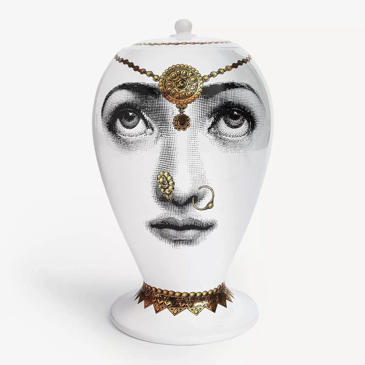 Vases<Fornasetti Vase Bollywood White/Black/Gold