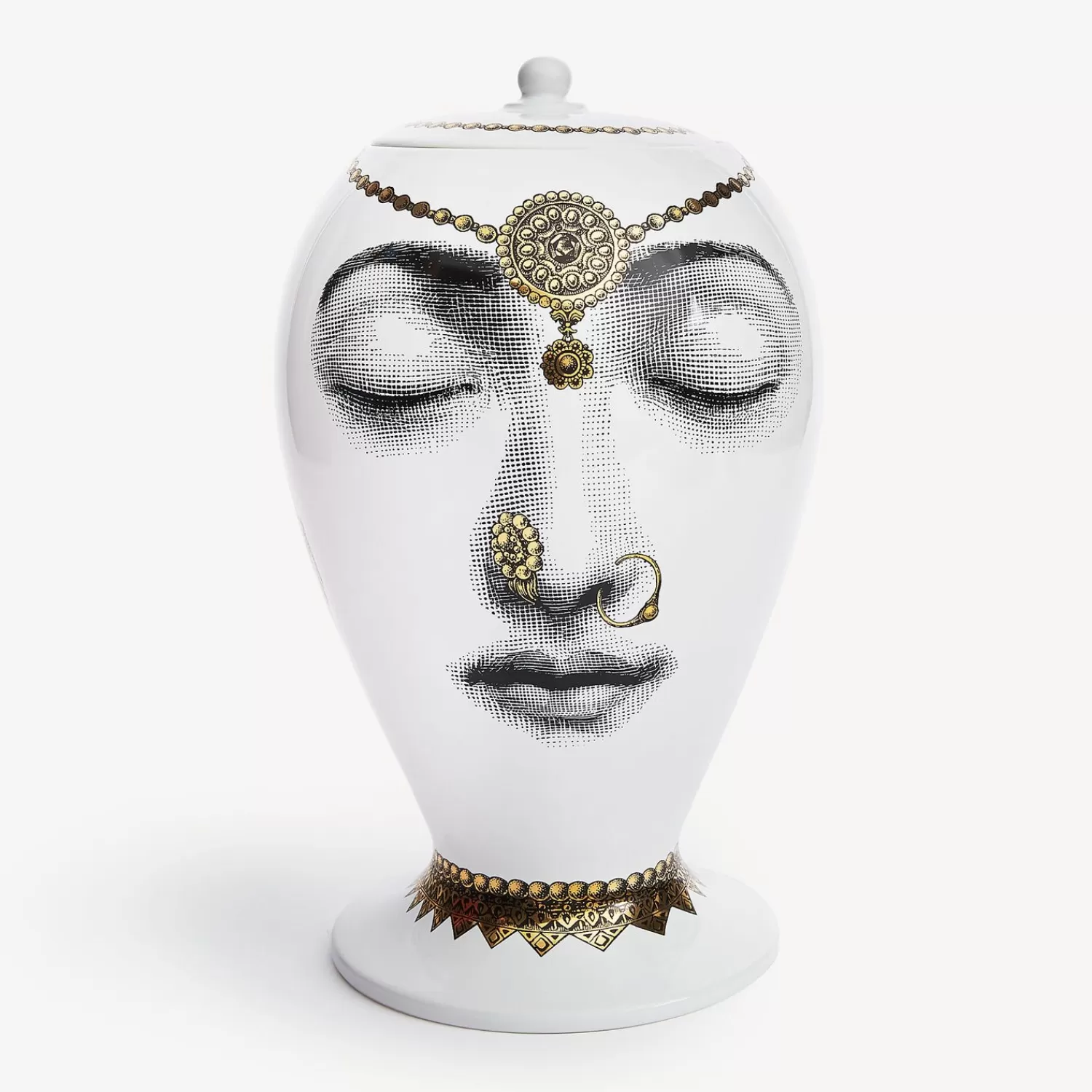 Vases<Fornasetti Vase Bollywood White/Black/Gold