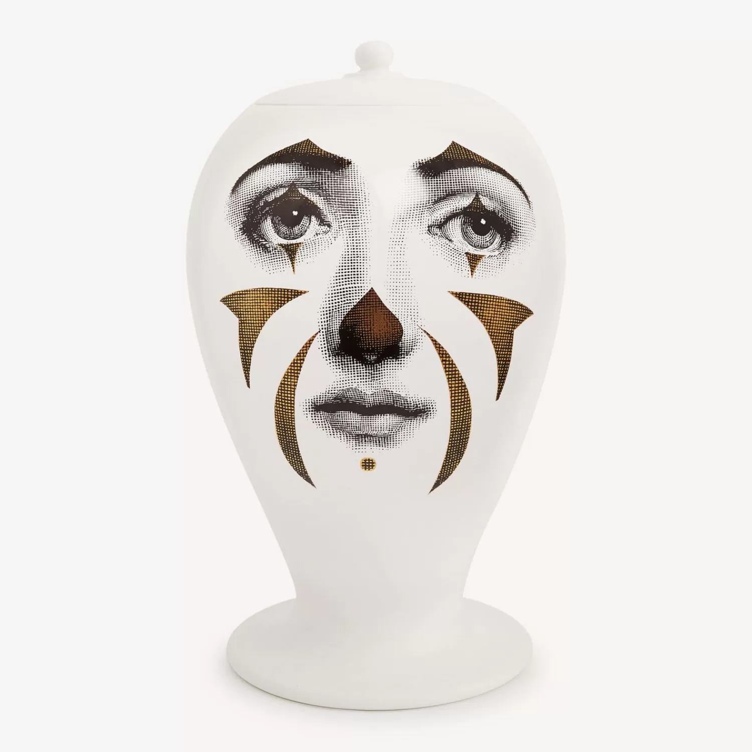 Vases<Fornasetti Vase Clown White/Black/Gold