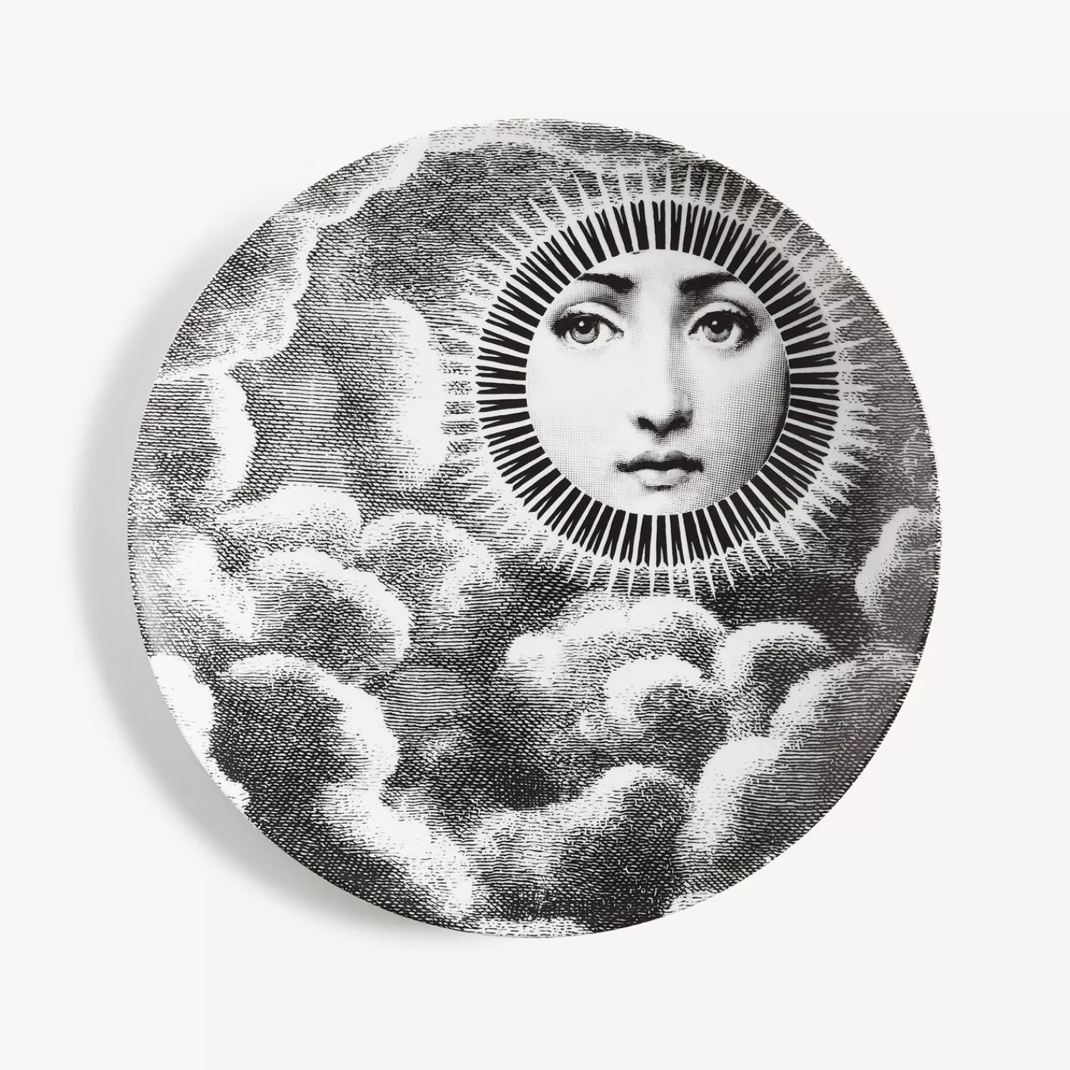 Soli<Fornasetti Wall Plate Tema E Variazioni N.101 White/Black