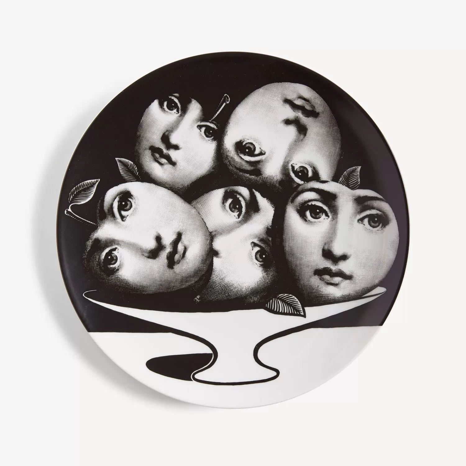 Fruit<Fornasetti Wall Plate Tema E Variazioni N.104 White/Black