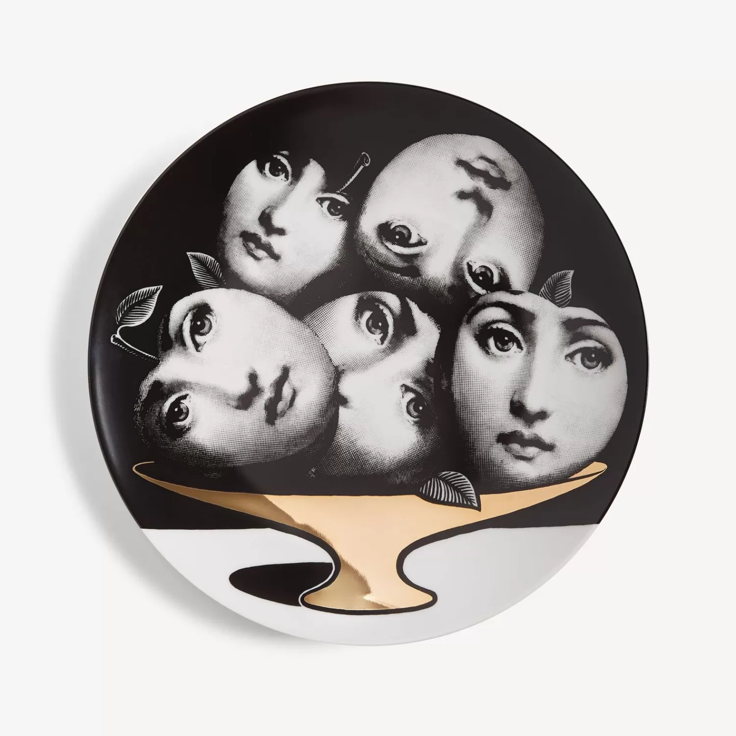 Fruit<Fornasetti Wall Plate Tema E Variazioni N.104 White/Black/Gold