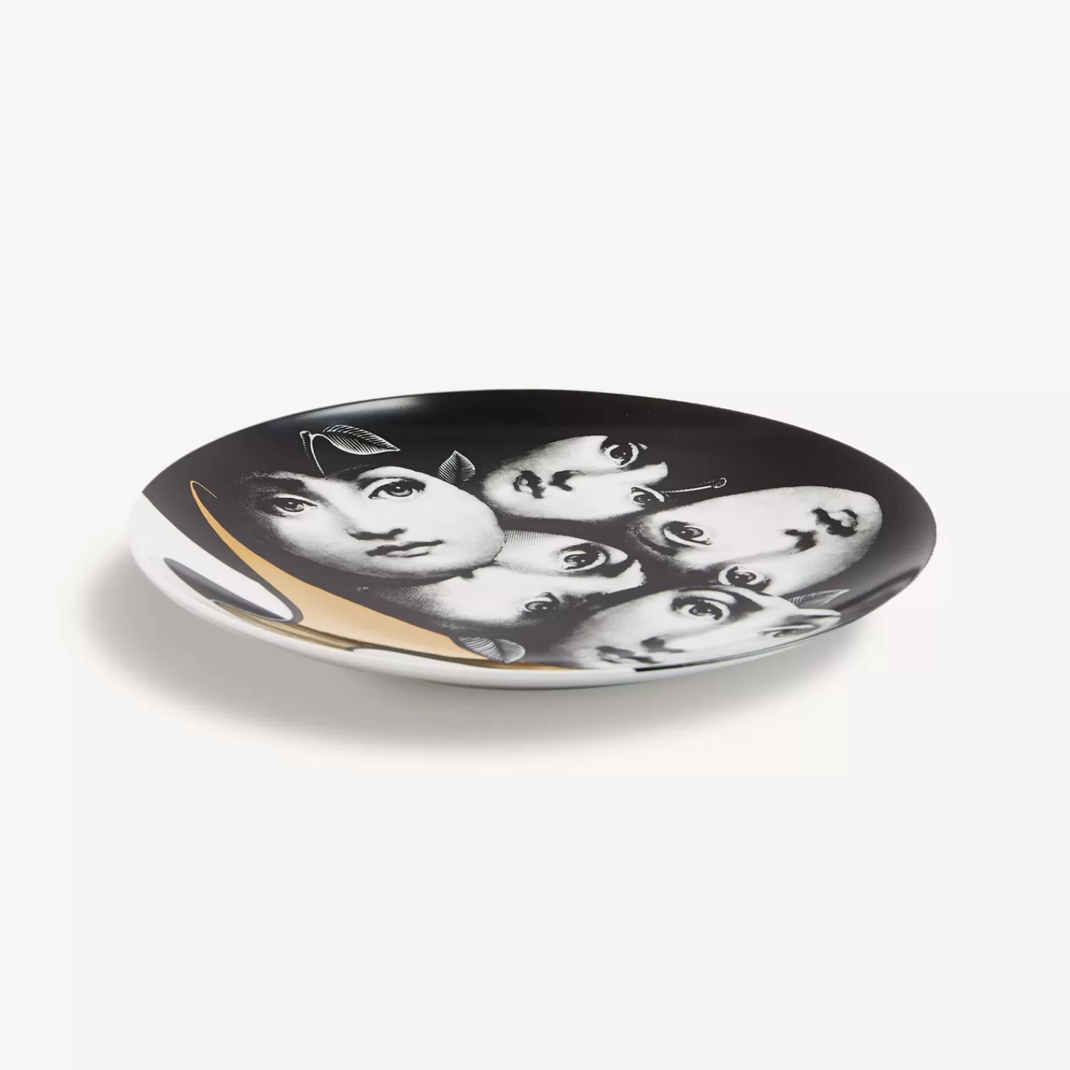 Fruit<Fornasetti Wall Plate Tema E Variazioni N.104 White/Black/Gold