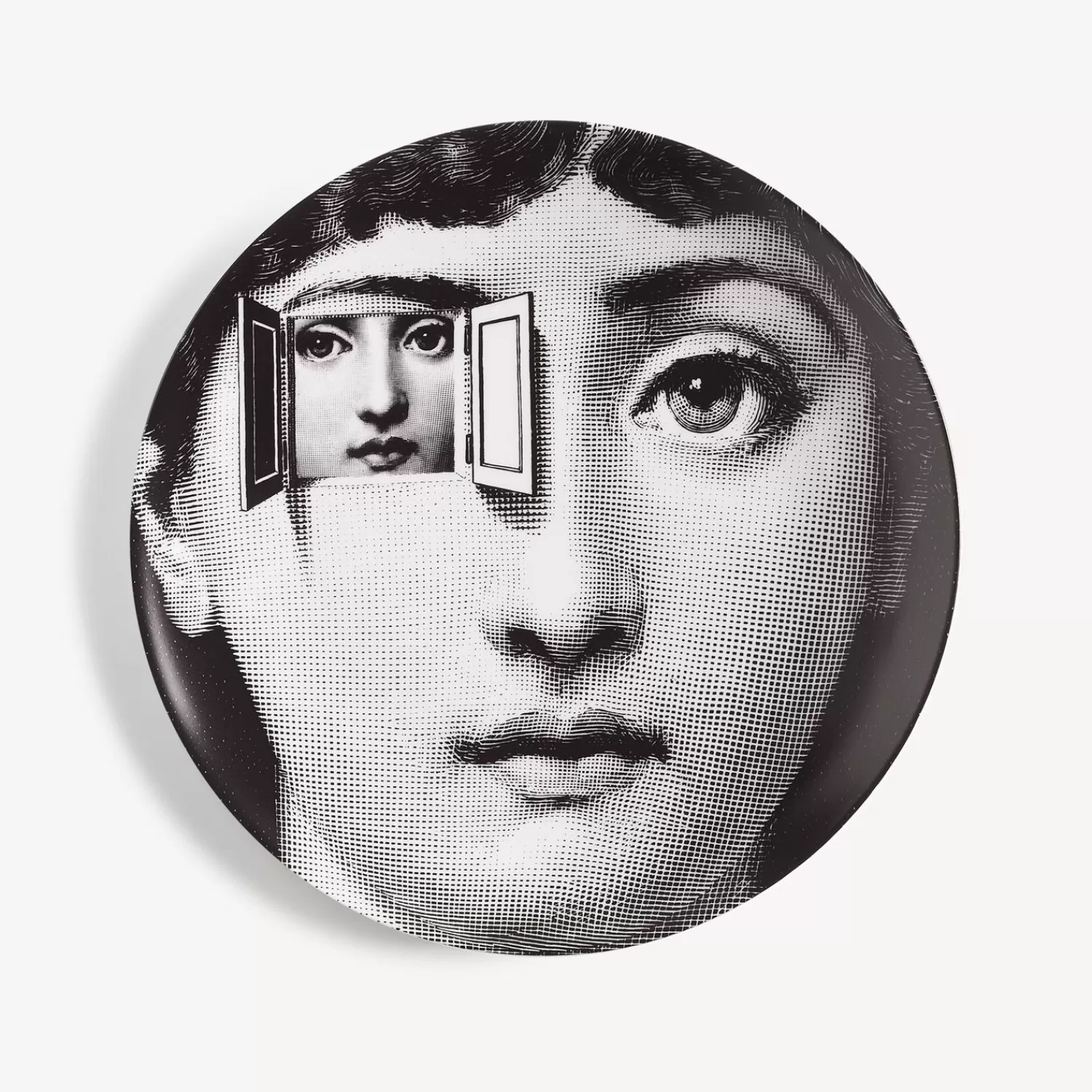 Surrealism<Fornasetti Wall Plate Tema E Variazioni N.116 White/Black