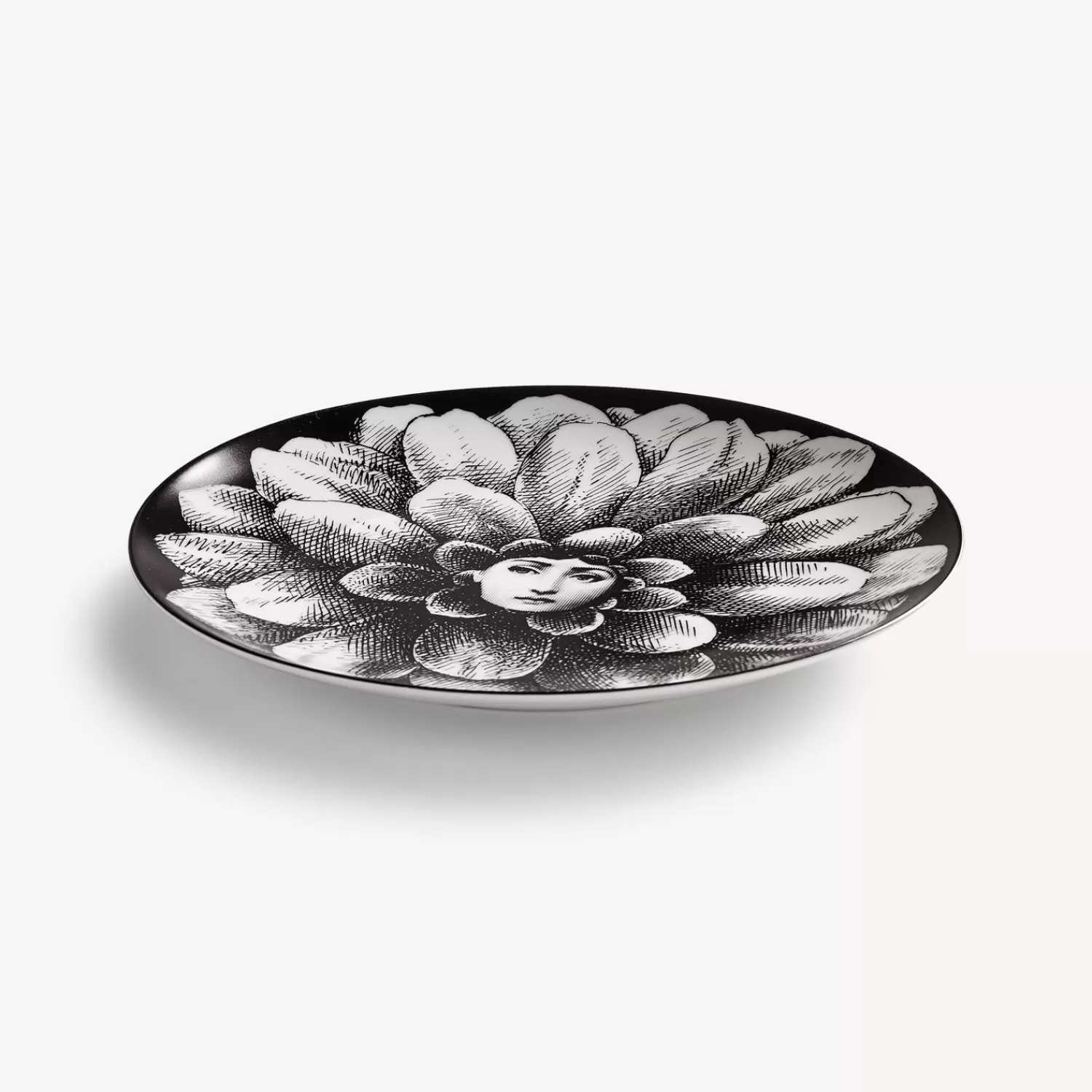 Flowers<Fornasetti Wall Plate Tema E Variazioni N.124 White/Black