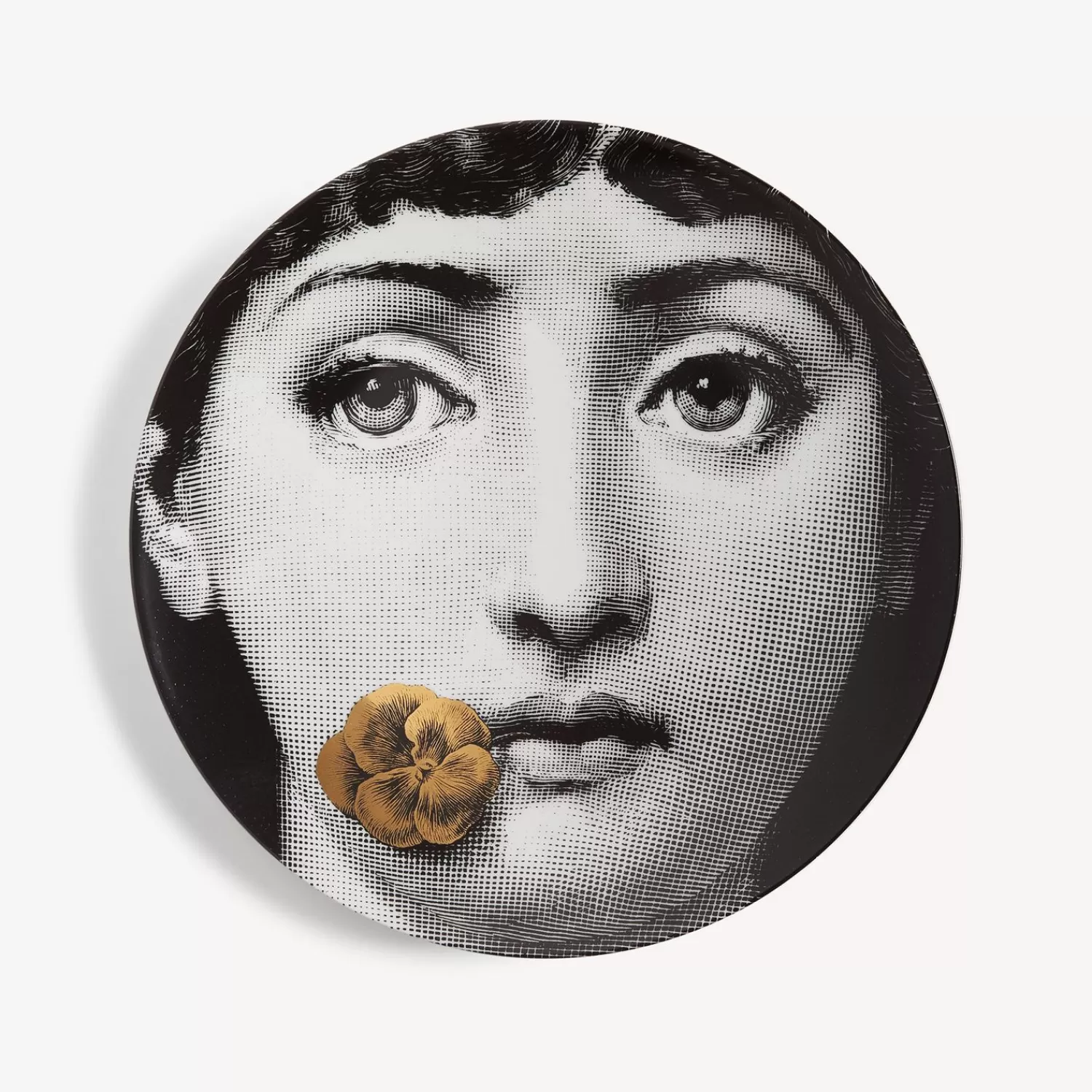 Flowers<Fornasetti Wall Plate Tema E Variazioni N.137 White/Black/Gold