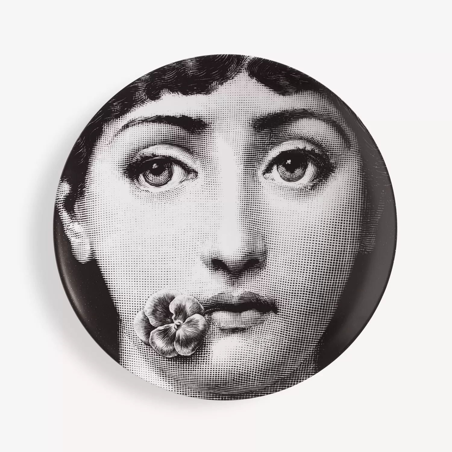 Flowers<Fornasetti Wall Plate Tema E Variazioni N.137 White/Black