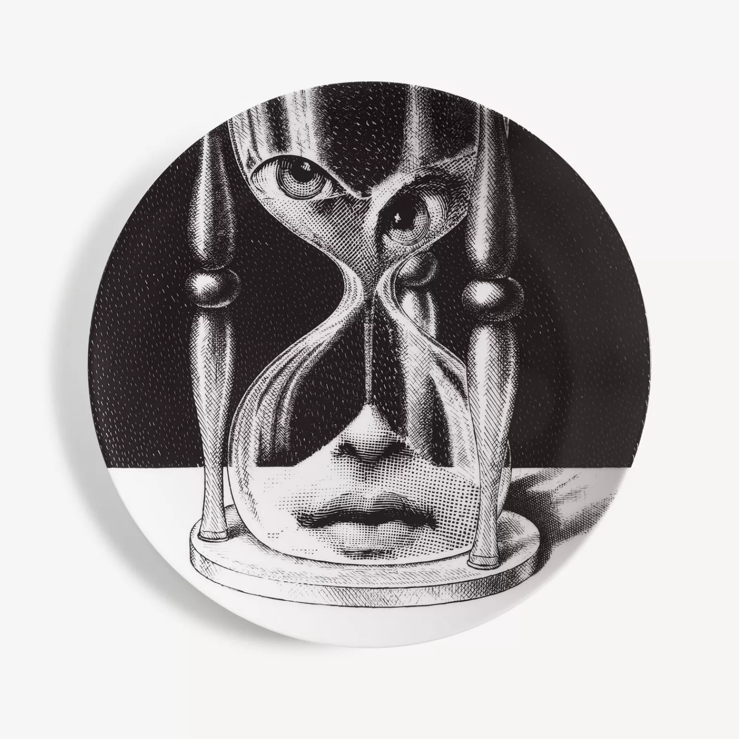 Surrealism<Fornasetti Wall Plate Tema E Variazioni N.184 White/Black