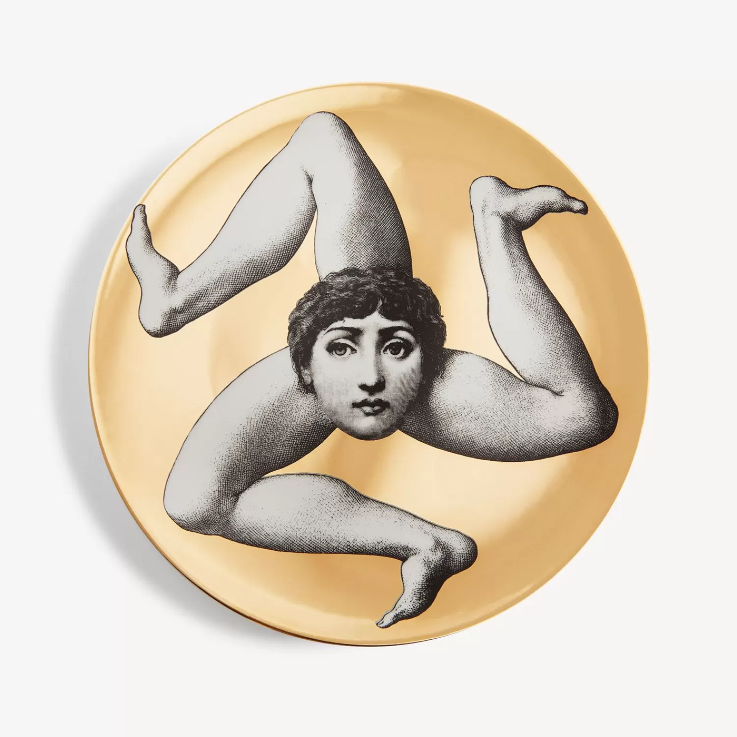 Antiquity<Fornasetti Wall Plate Tema E Variazioni N.186 White/Black/Gold