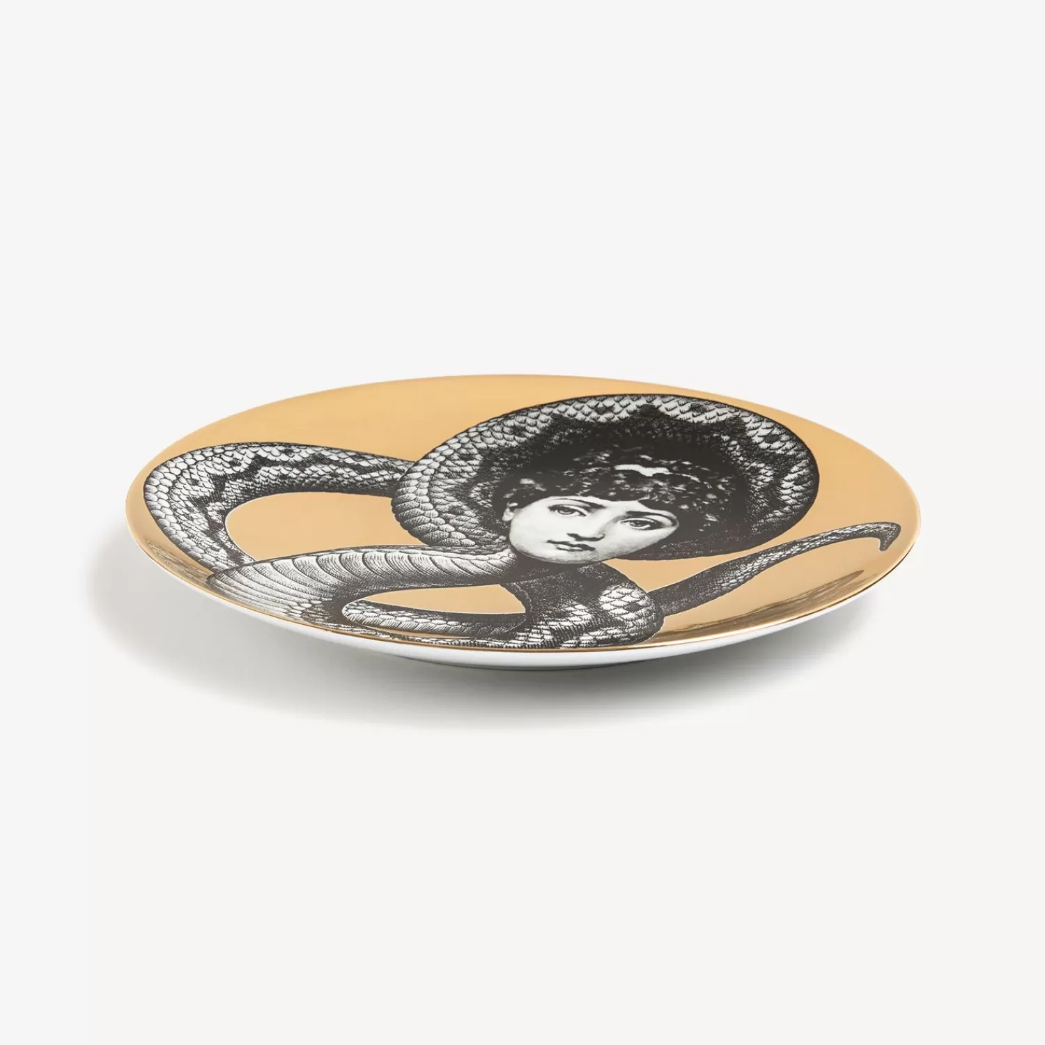 Animals<Fornasetti Wall Plate Tema E Variazioni N.198 White/Black/Gold