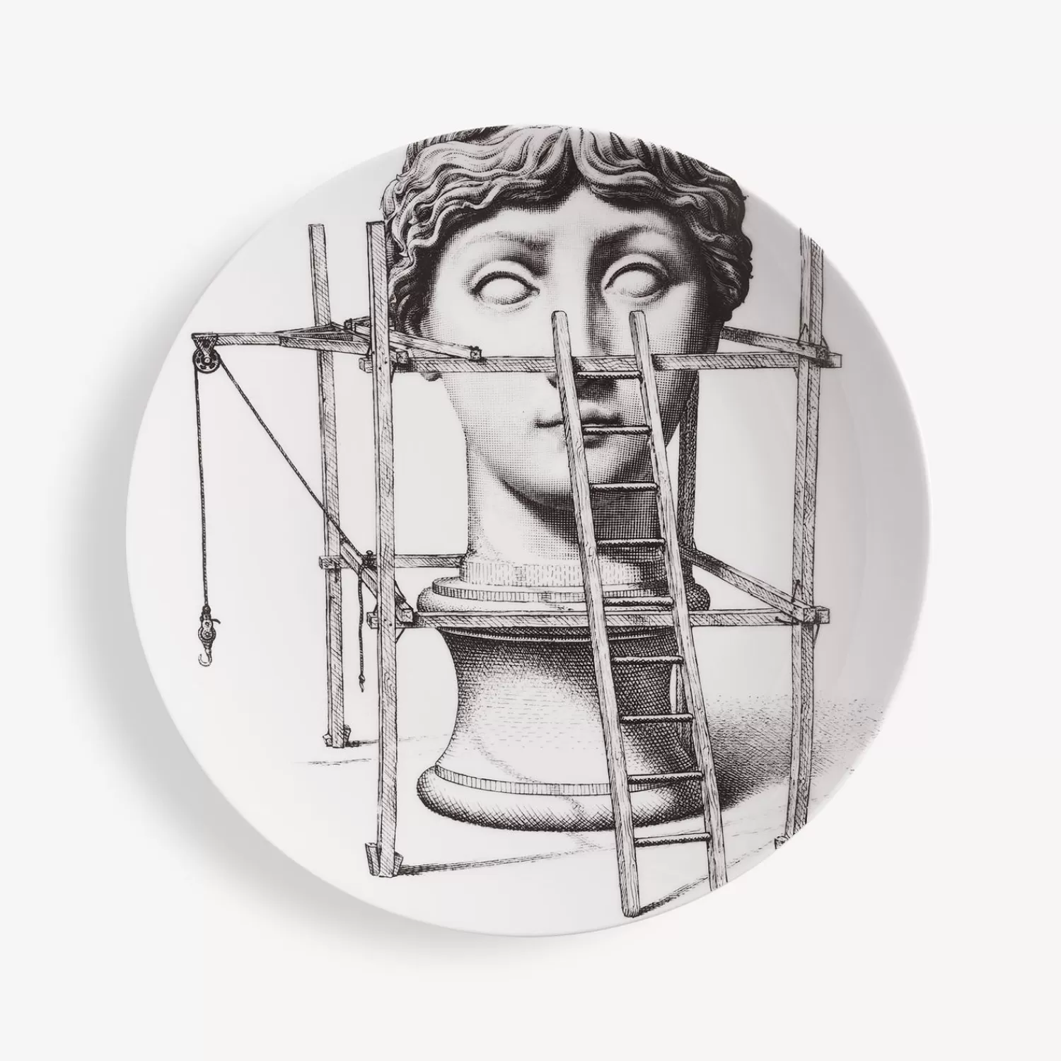 Antiquity<Fornasetti Wall Plate Tema E Variazioni N.200 White/Black