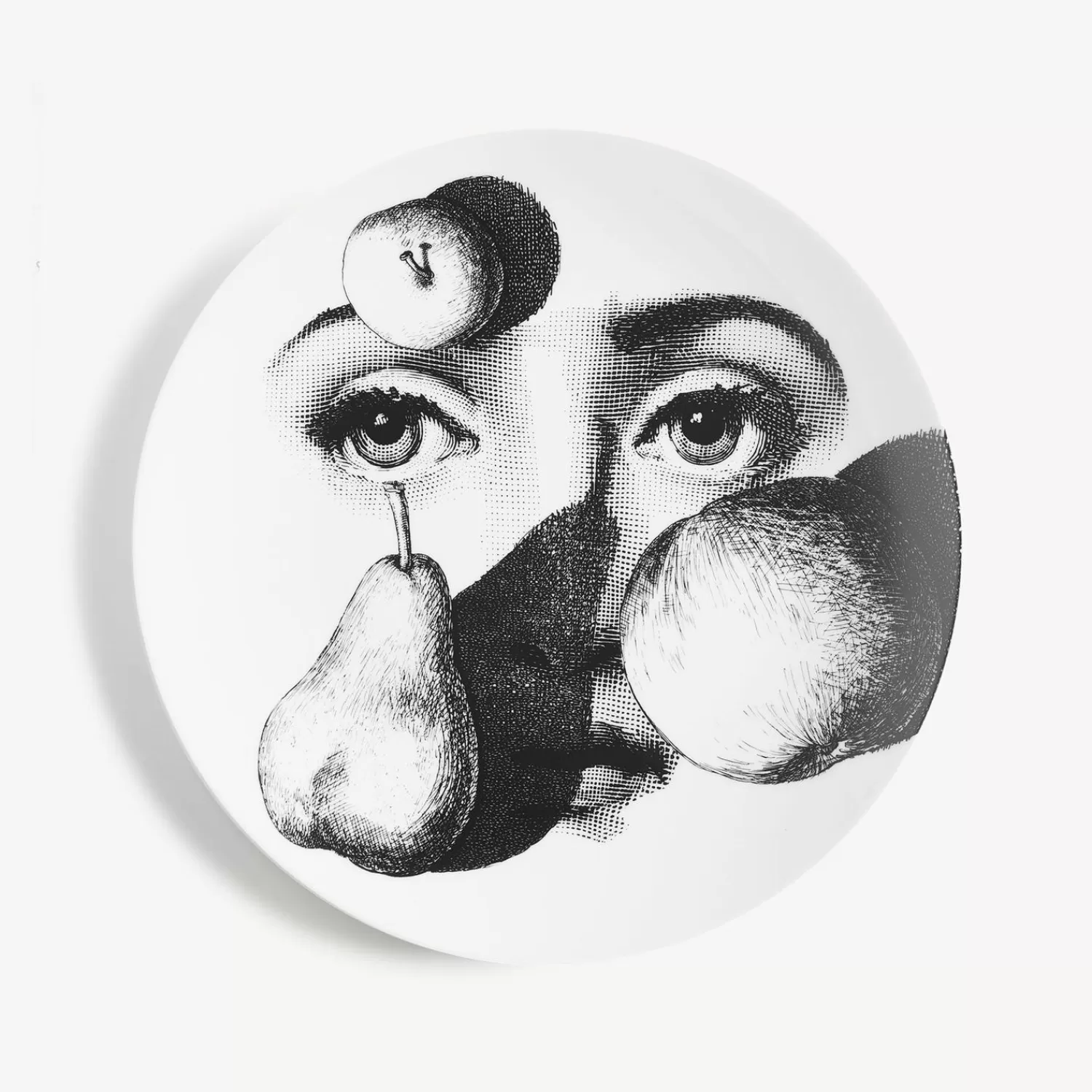 Fruit<Fornasetti Wall Plate Tema E Variazioni N.218 White/Black