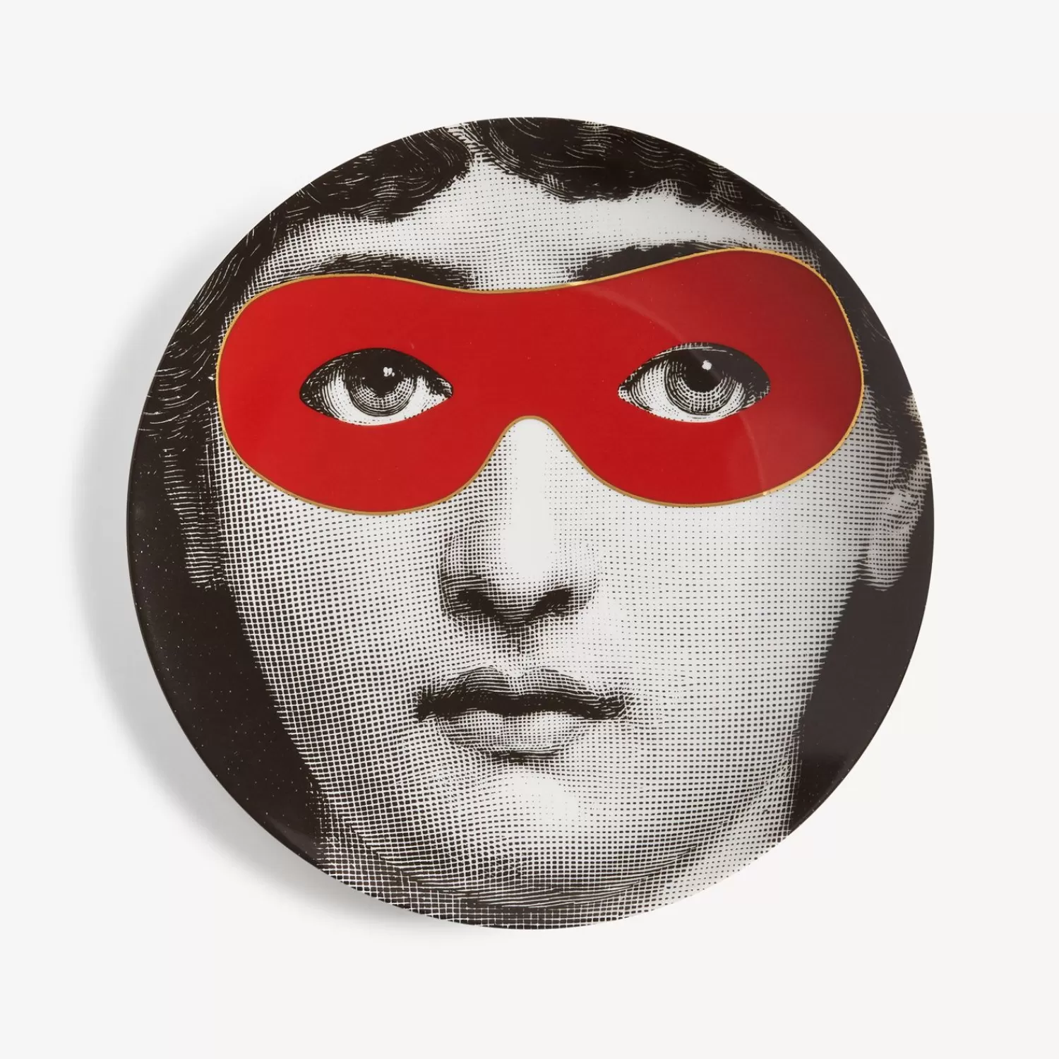 Occhi<Fornasetti Wall Plate Tema E Variazioni N.22 White/Black/Red