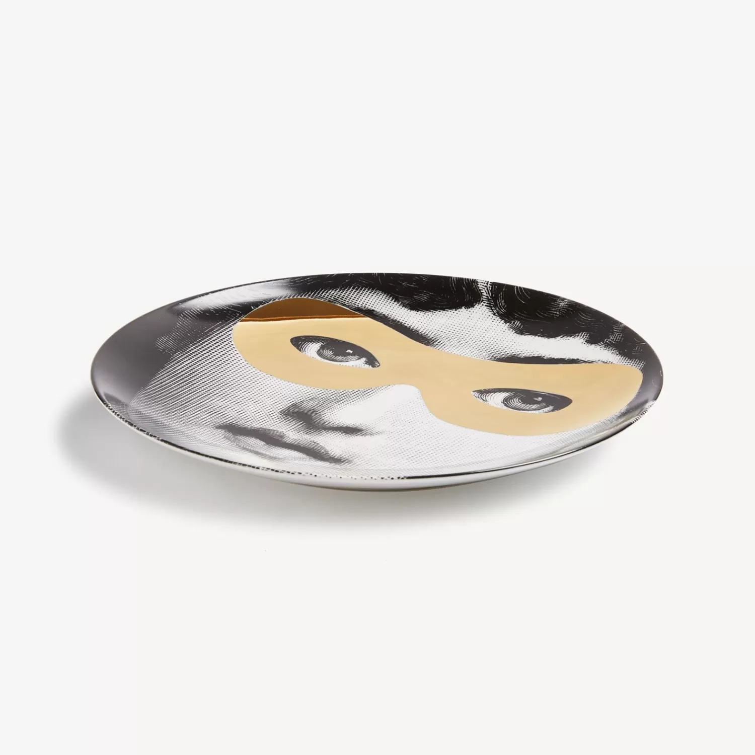 Occhi<Fornasetti Wall Plate Tema E Variazioni N.22 White/Black/Gold