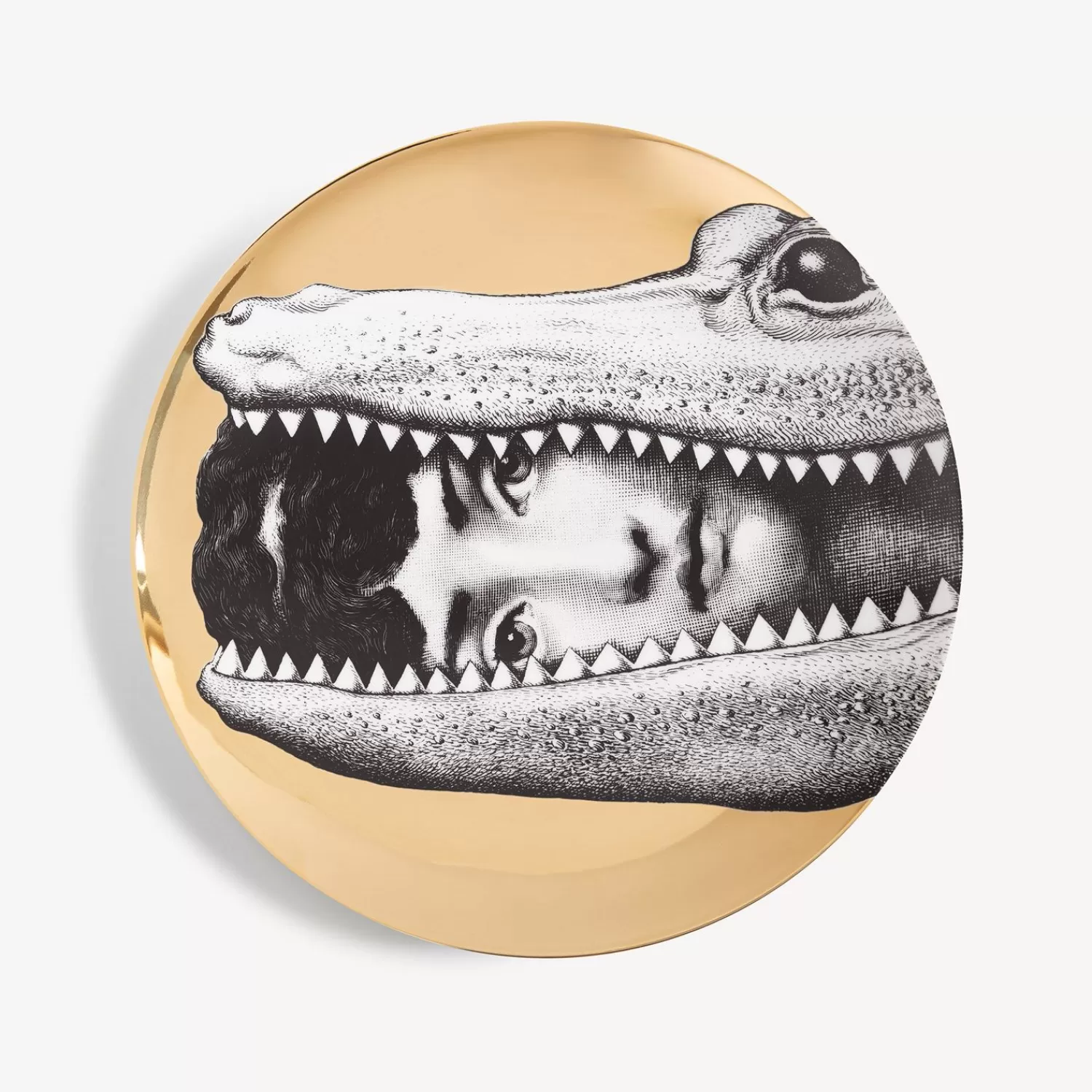 Animals<Fornasetti Wall Plate Tema E Variazioni N.233 White/Black/Gold