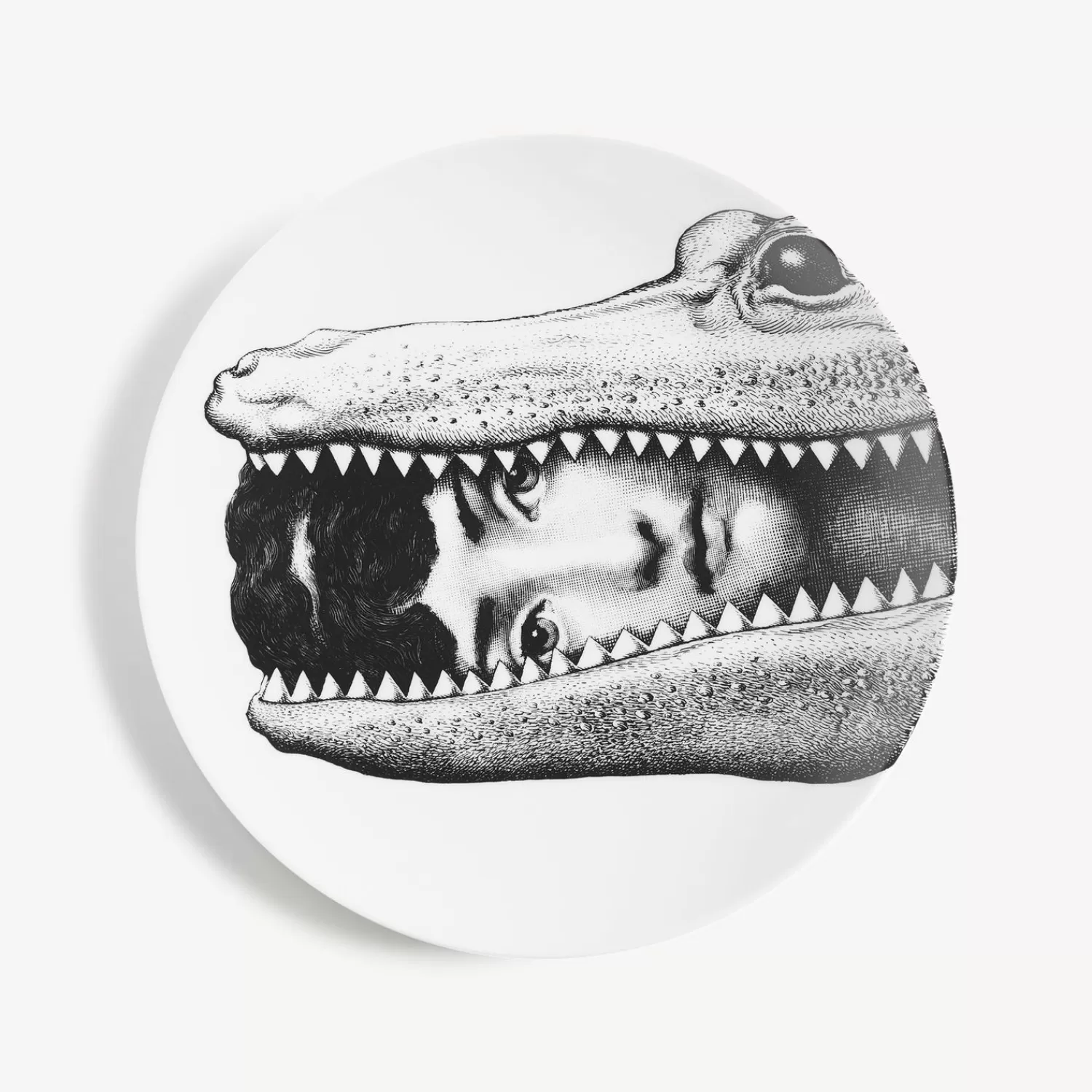 Animals<Fornasetti Wall Plate Tema E Variazioni N.233 White/Black