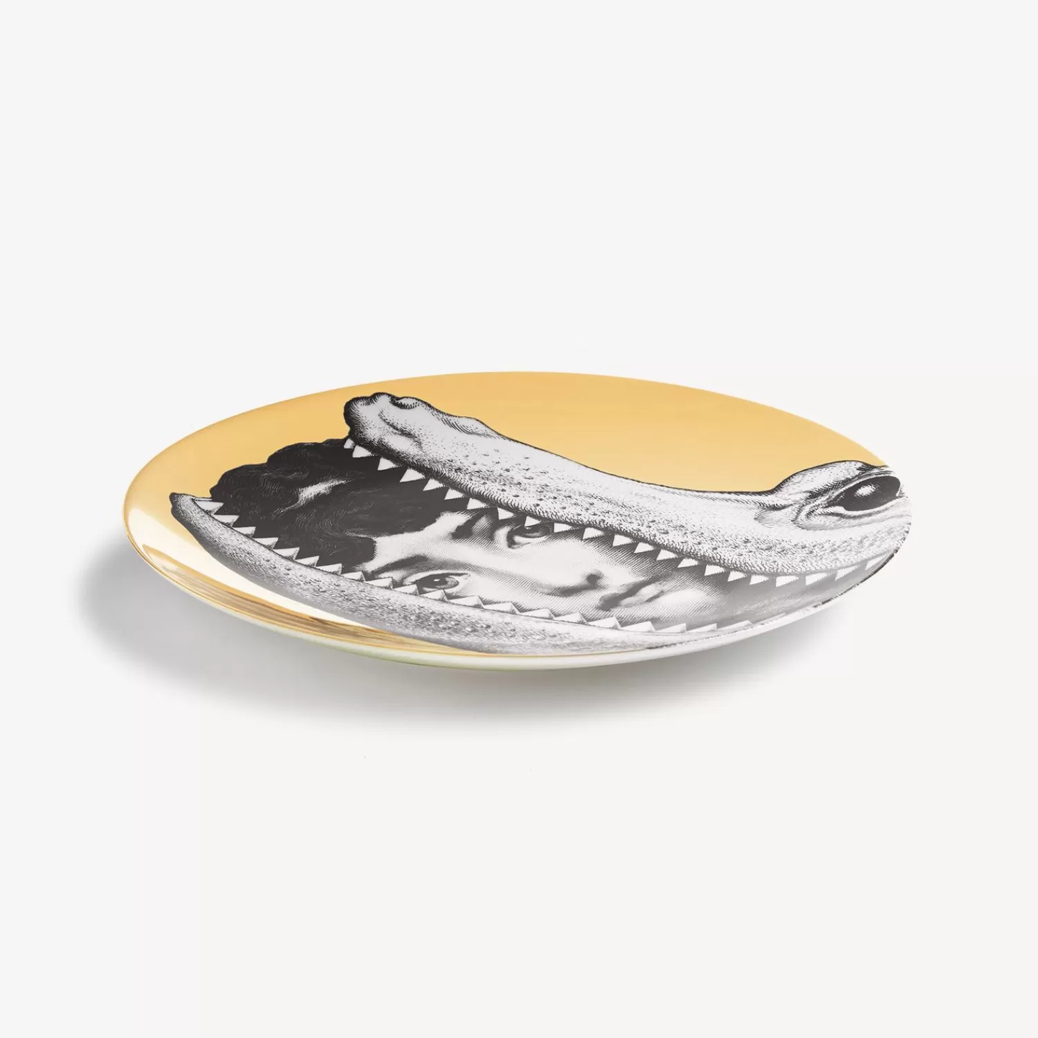 Animals<Fornasetti Wall Plate Tema E Variazioni N.233 White/Black/Gold