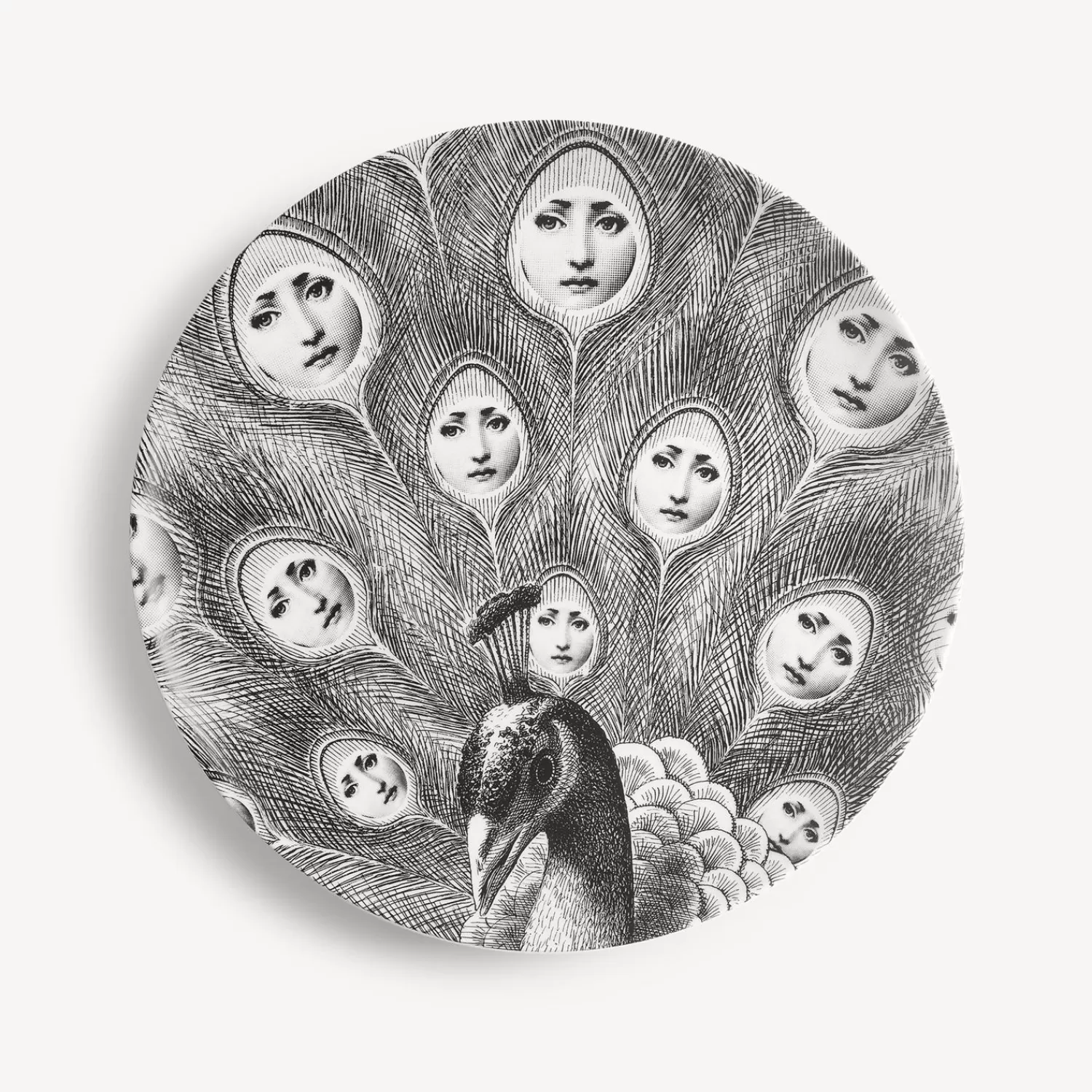 Animals<Fornasetti Wall Plate Tema E Variazioni N.259 White/Black
