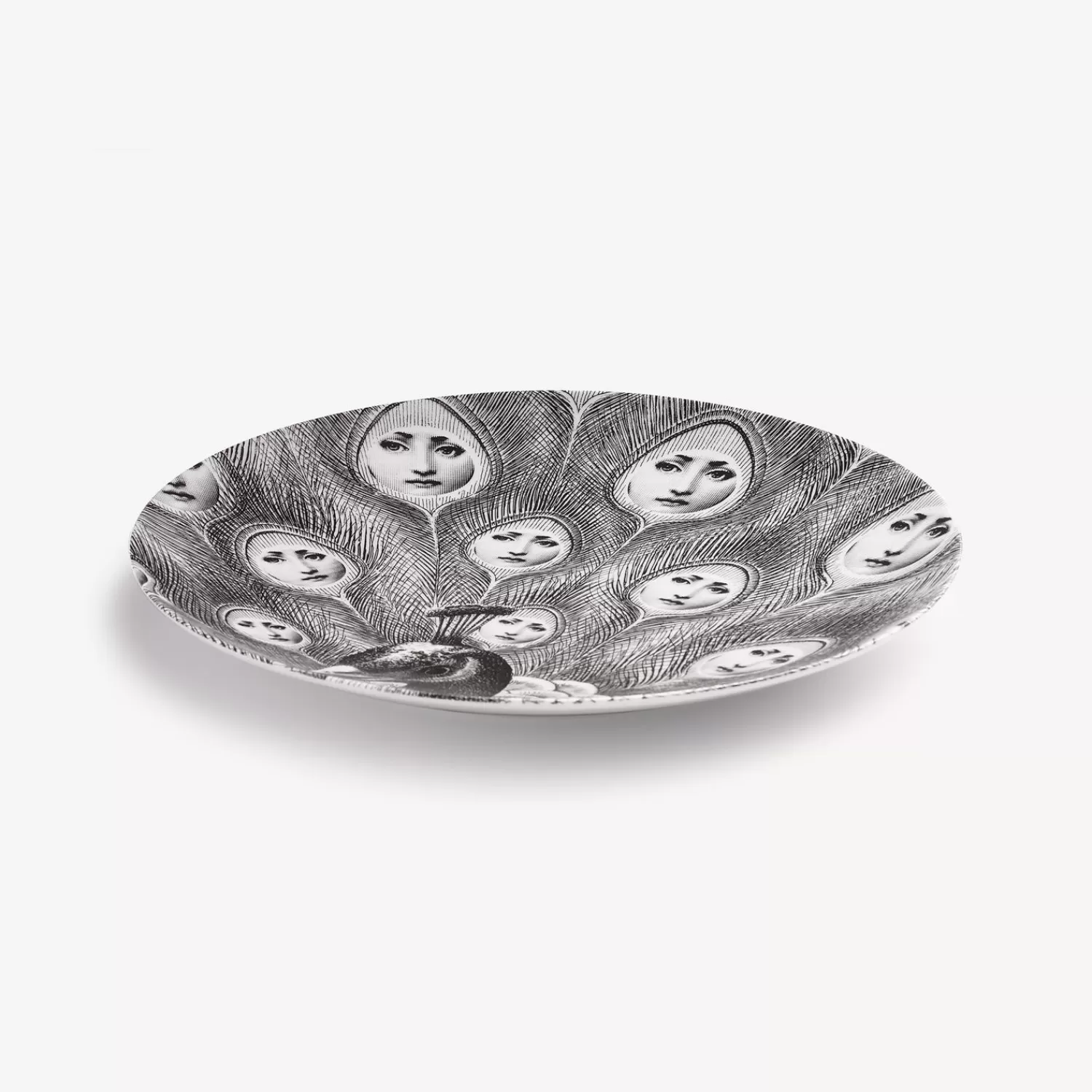 Animals<Fornasetti Wall Plate Tema E Variazioni N.259 White/Black