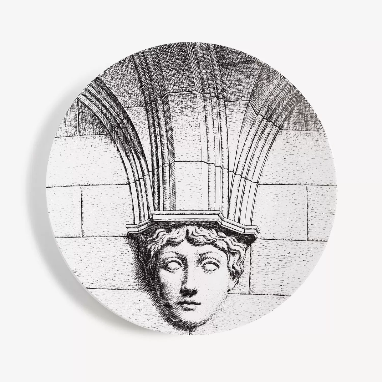 Antiquity<Fornasetti Wall Plate Tema E Variazioni N.266 White/Black