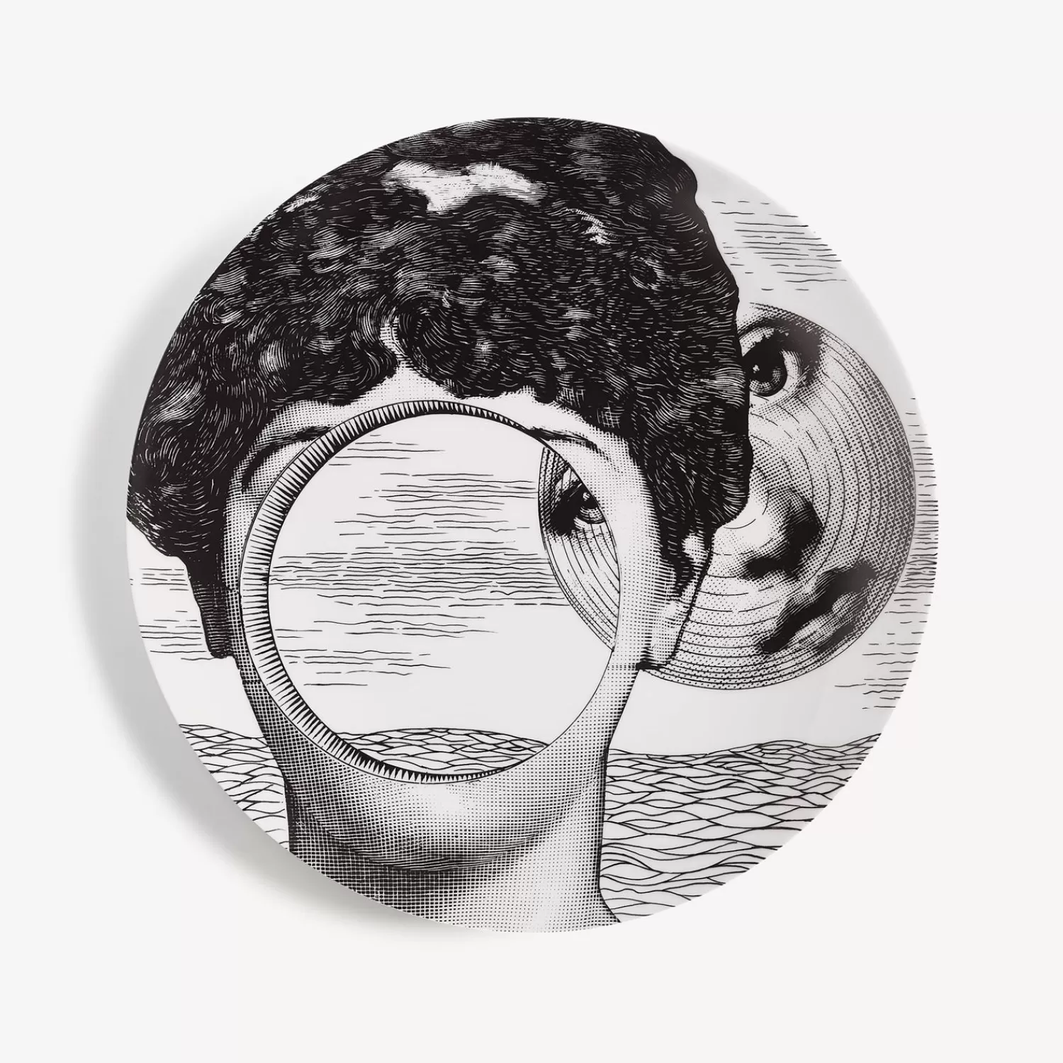 Surrealism<Fornasetti Wall Plate Tema E Variazioni N.279 White/Black