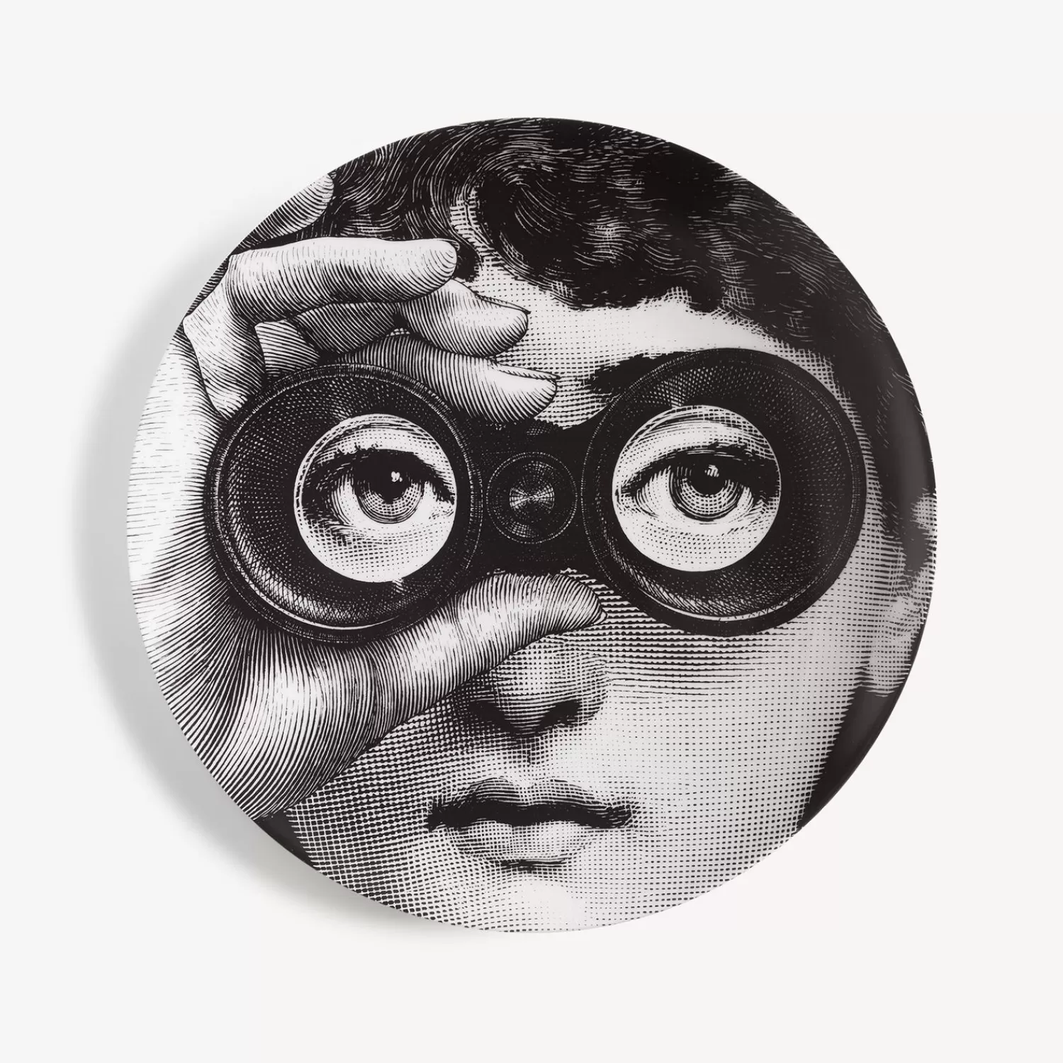 Occhi<Fornasetti Wall Plate Tema E Variazioni N.286 White/Black