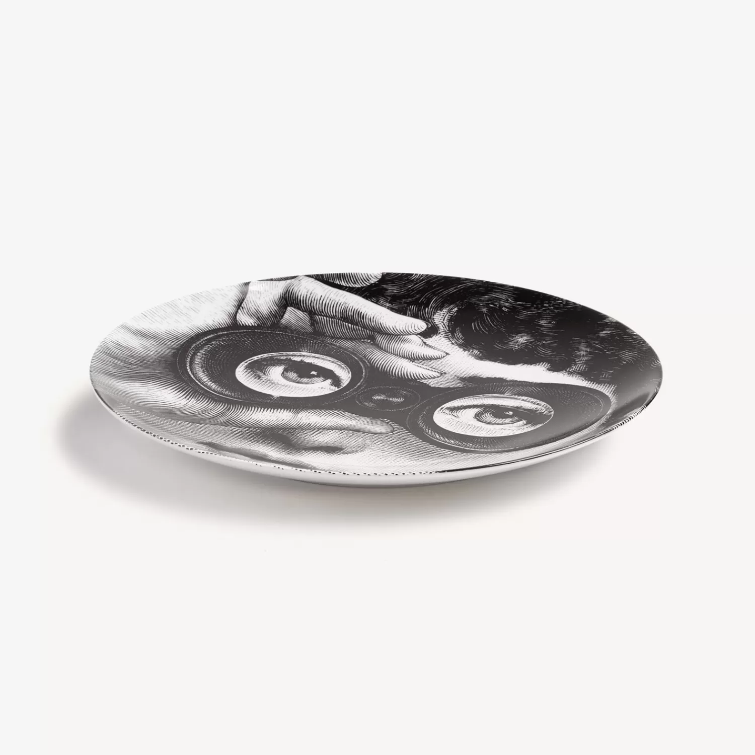 Occhi<Fornasetti Wall Plate Tema E Variazioni N.286 White/Black
