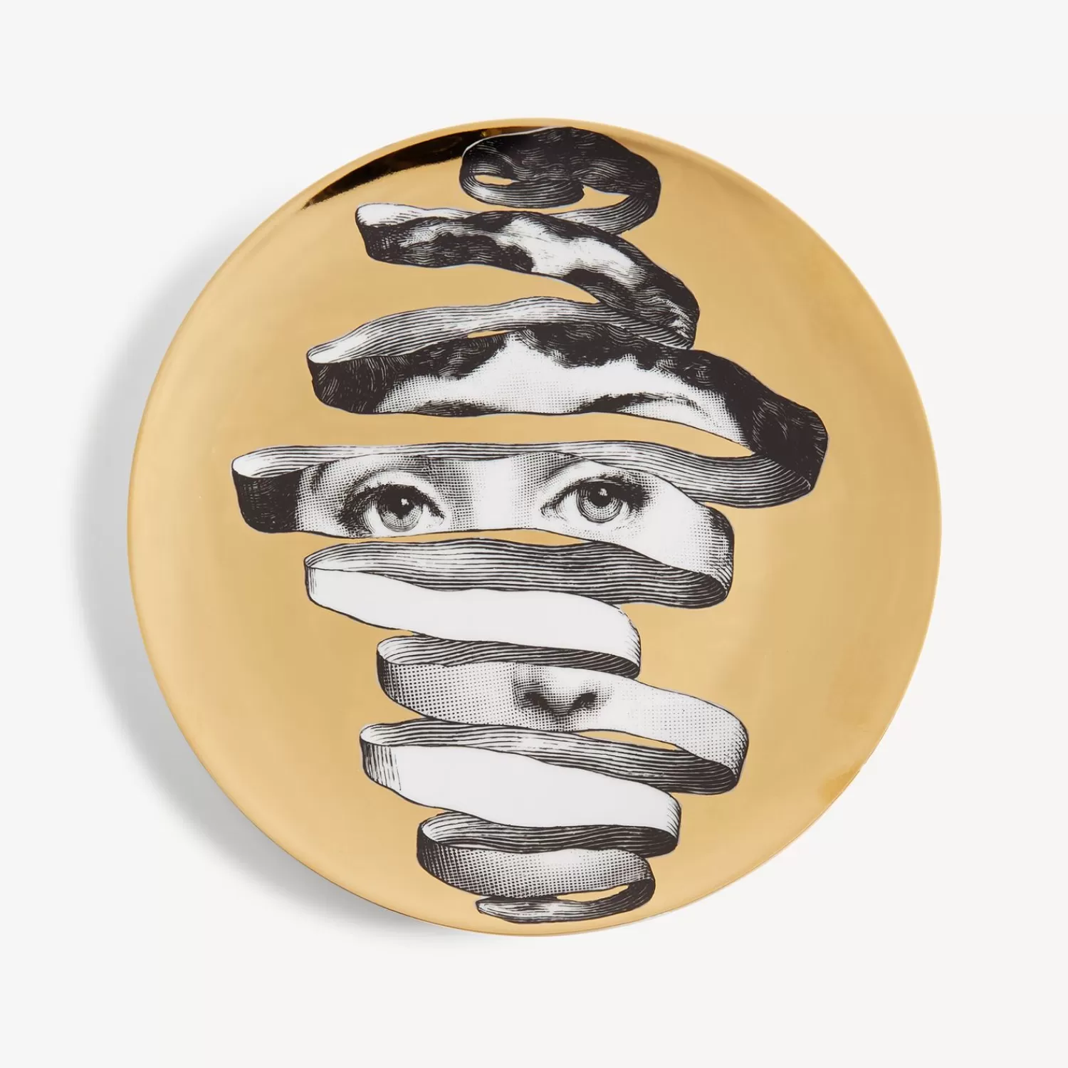 Surrealism<Fornasetti Wall Plate Tema E Variazioni N.297 White/Black/Gold