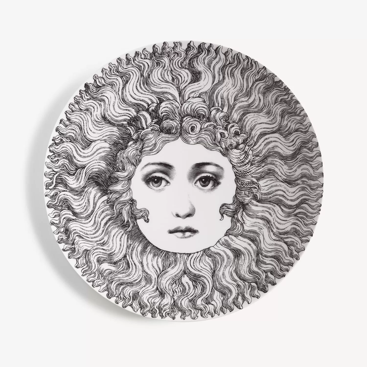 Soli<Fornasetti Wall Plate Tema E Variazioni N.313 White/Black