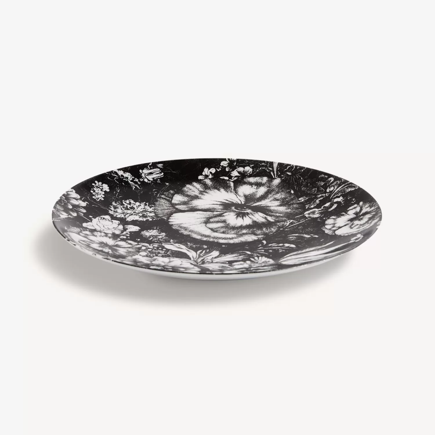 Flowers<Fornasetti Wall Plate Tema E Variazioni N.315 White/Black