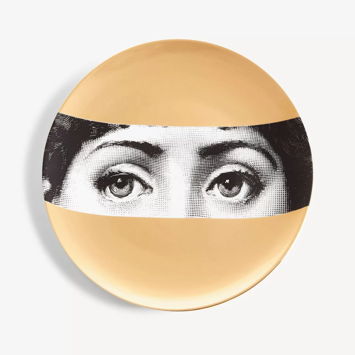 Occhi<Fornasetti Wall Plate Tema E Variazioni N.32 White/Black/Gold