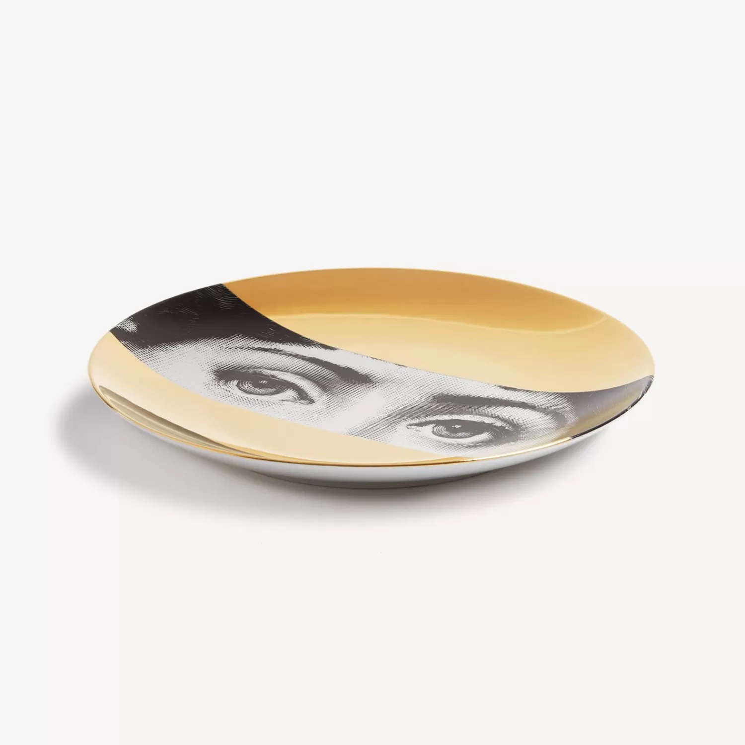 Occhi<Fornasetti Wall Plate Tema E Variazioni N.32 White/Black/Gold