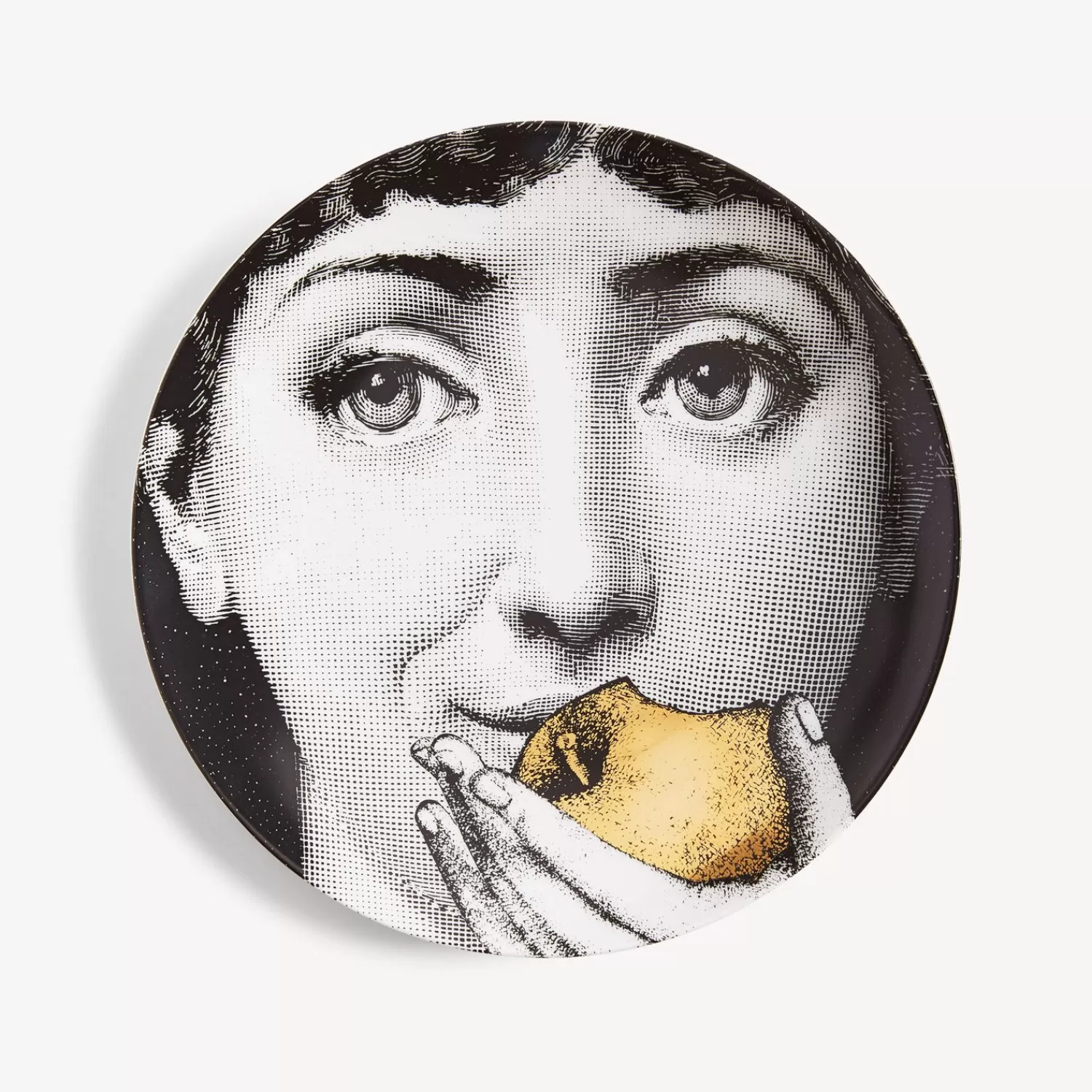 Fruit<Fornasetti Wall Plate Tema E Variazioni N.360 White/Black/Gold