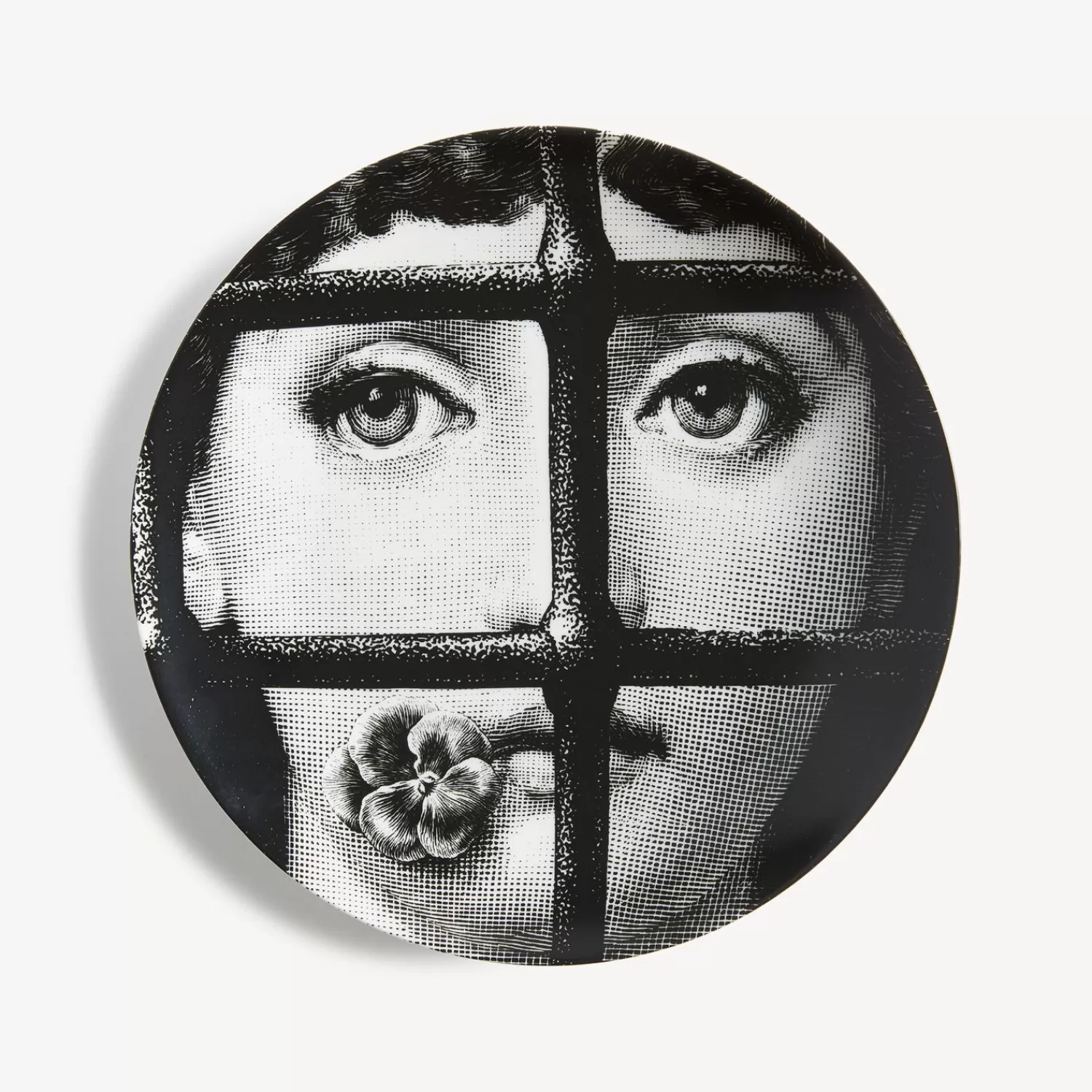 Flowers<Fornasetti Wall Plate Tema E Variazioni N.361 White/Black