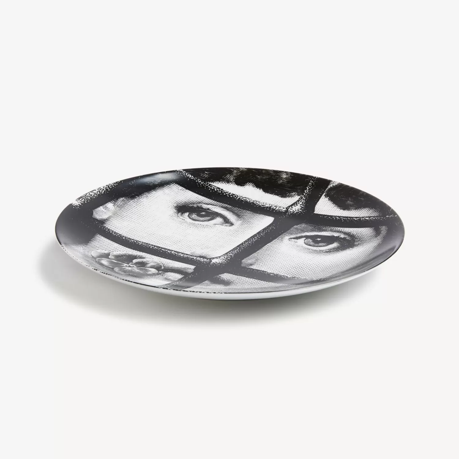 Flowers<Fornasetti Wall Plate Tema E Variazioni N.361 White/Black