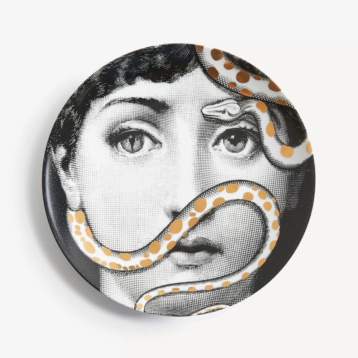 Animals<Fornasetti Wall Plate Tema E Variazioni N.383 White/Black/Gold