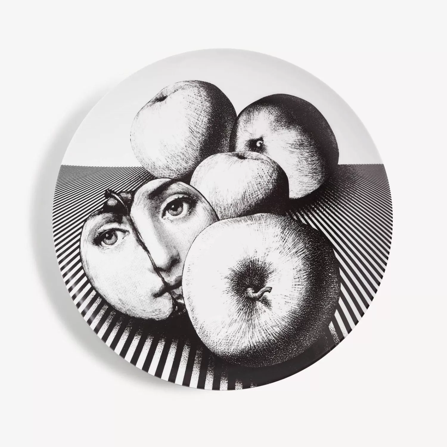 Fruit<Fornasetti Wall Plate Tema E Variazioni N.390 White/Black