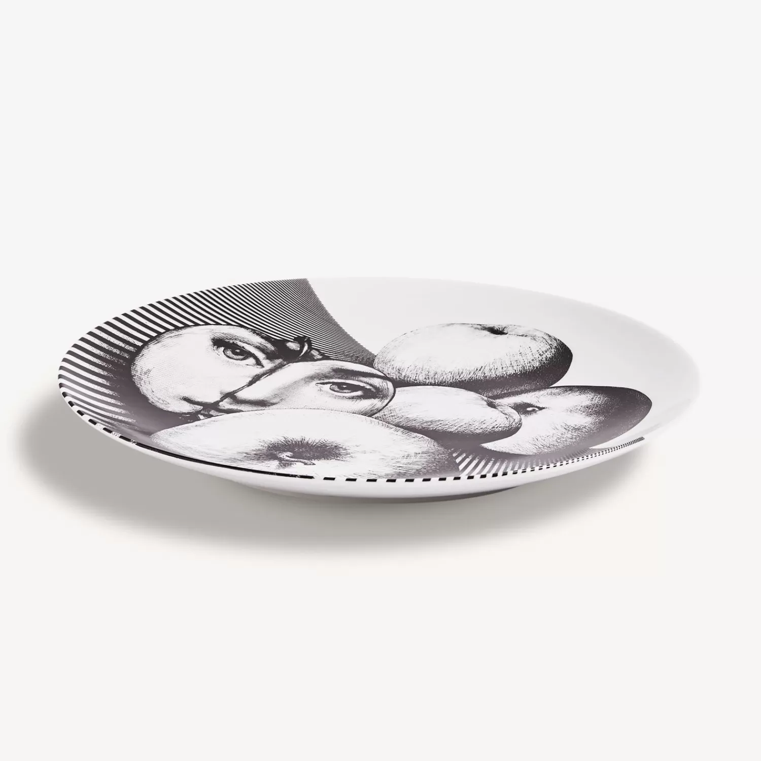 Fruit<Fornasetti Wall Plate Tema E Variazioni N.390 White/Black