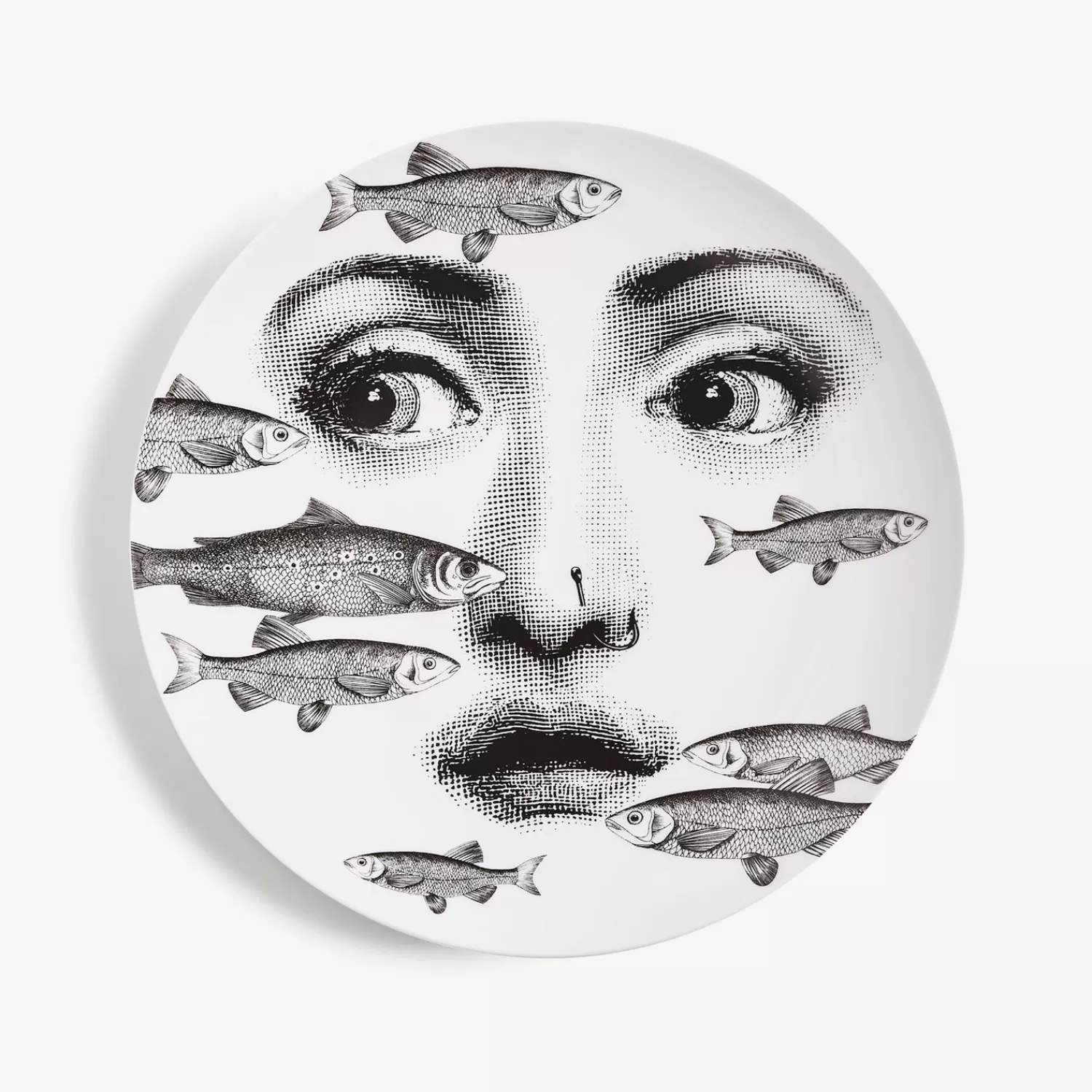 Animals<Fornasetti Wall Plate Tema E Variazioni N.392 White/Black