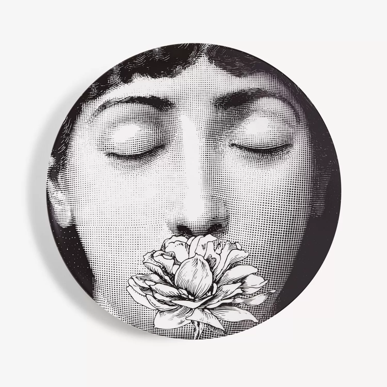 Flowers<Fornasetti Wall Plate Tema E Variazioni N.393 White/Black