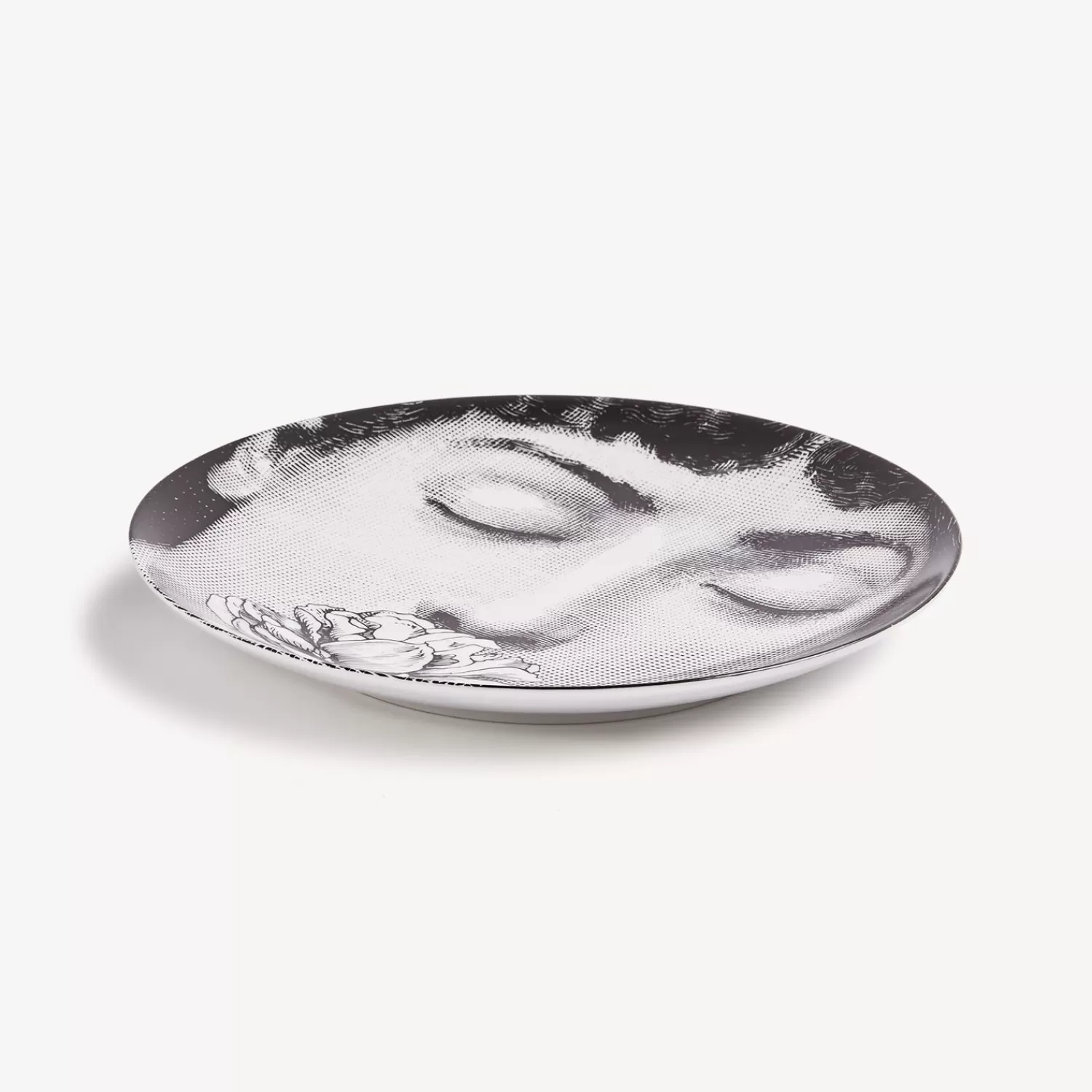Flowers<Fornasetti Wall Plate Tema E Variazioni N.393 White/Black