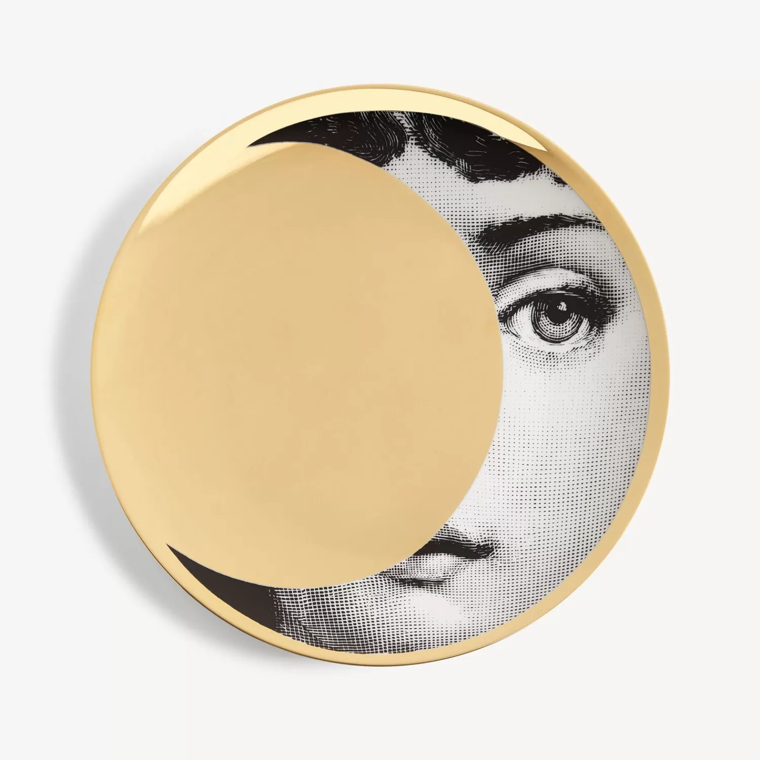 Soli<Fornasetti Wall Plate Tema E Variazioni N.39 White/Black/Gold