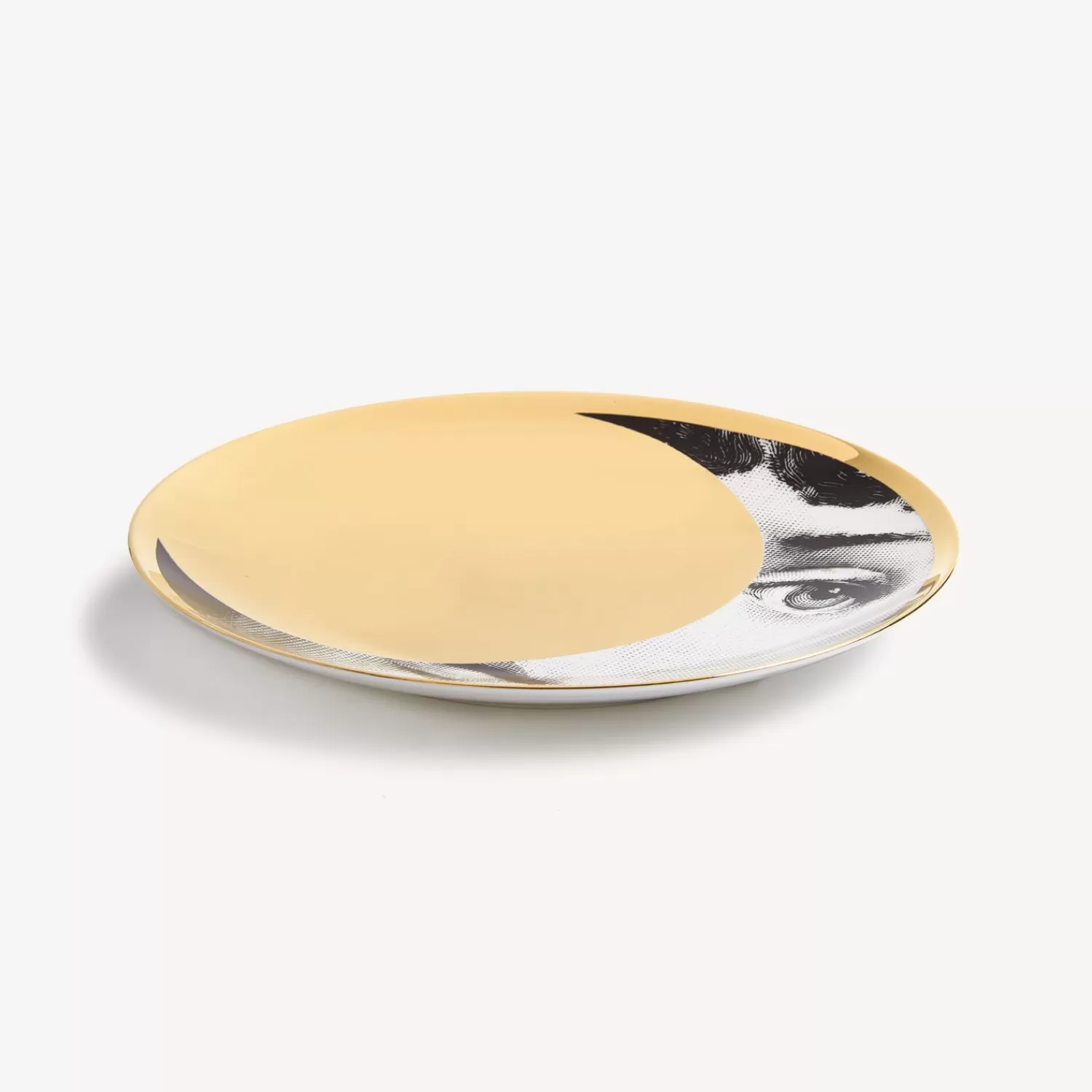Soli<Fornasetti Wall Plate Tema E Variazioni N.39 White/Black/Gold