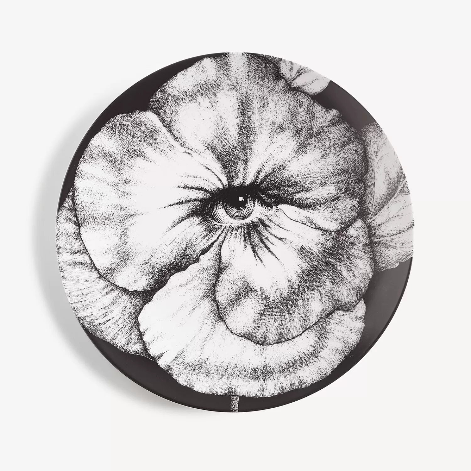 Flowers<Fornasetti Wall Plate Tema E Variazioni N.92 White/Black
